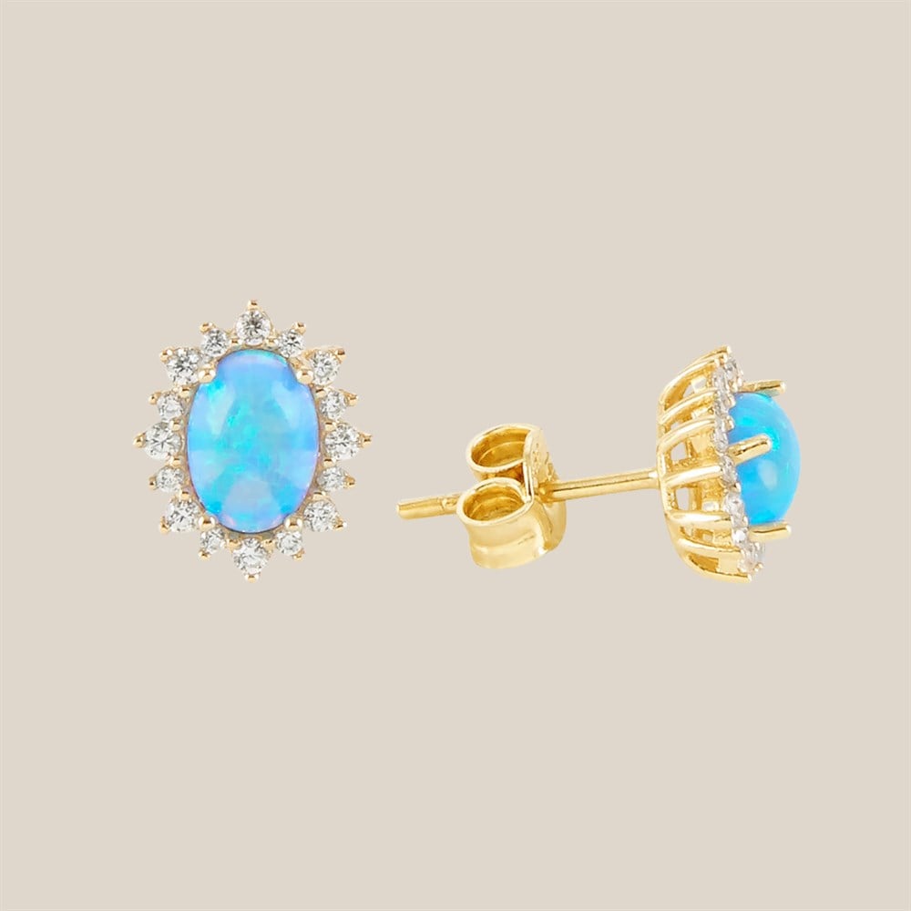 Opal Aşk Altın Küpe