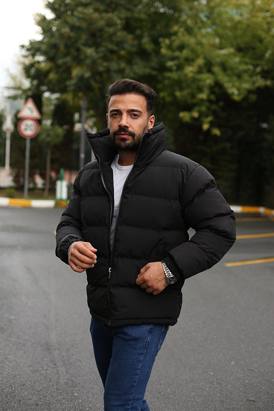 CEKETErkek A Kalite Siyah Şişme Mont BYMM