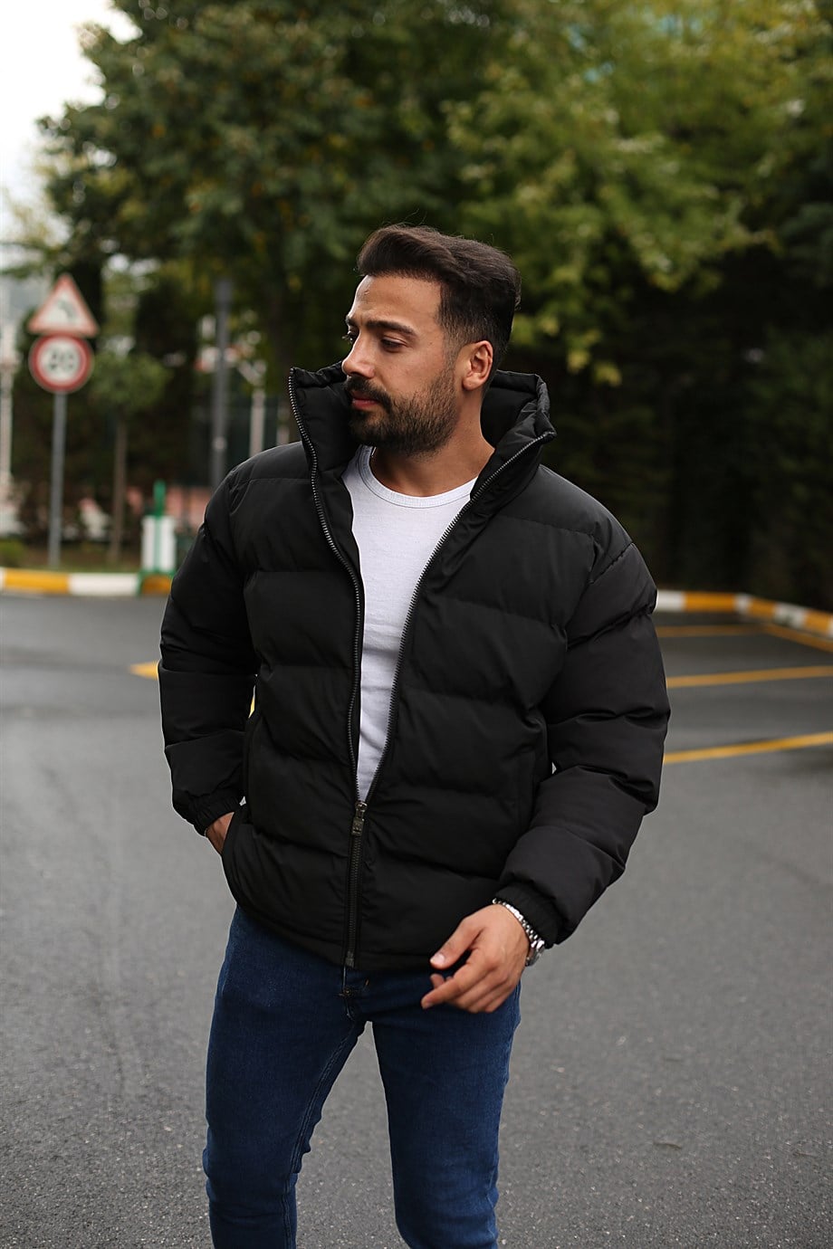 CEKETErkek A Kalite Siyah Şişme Mont BYMM