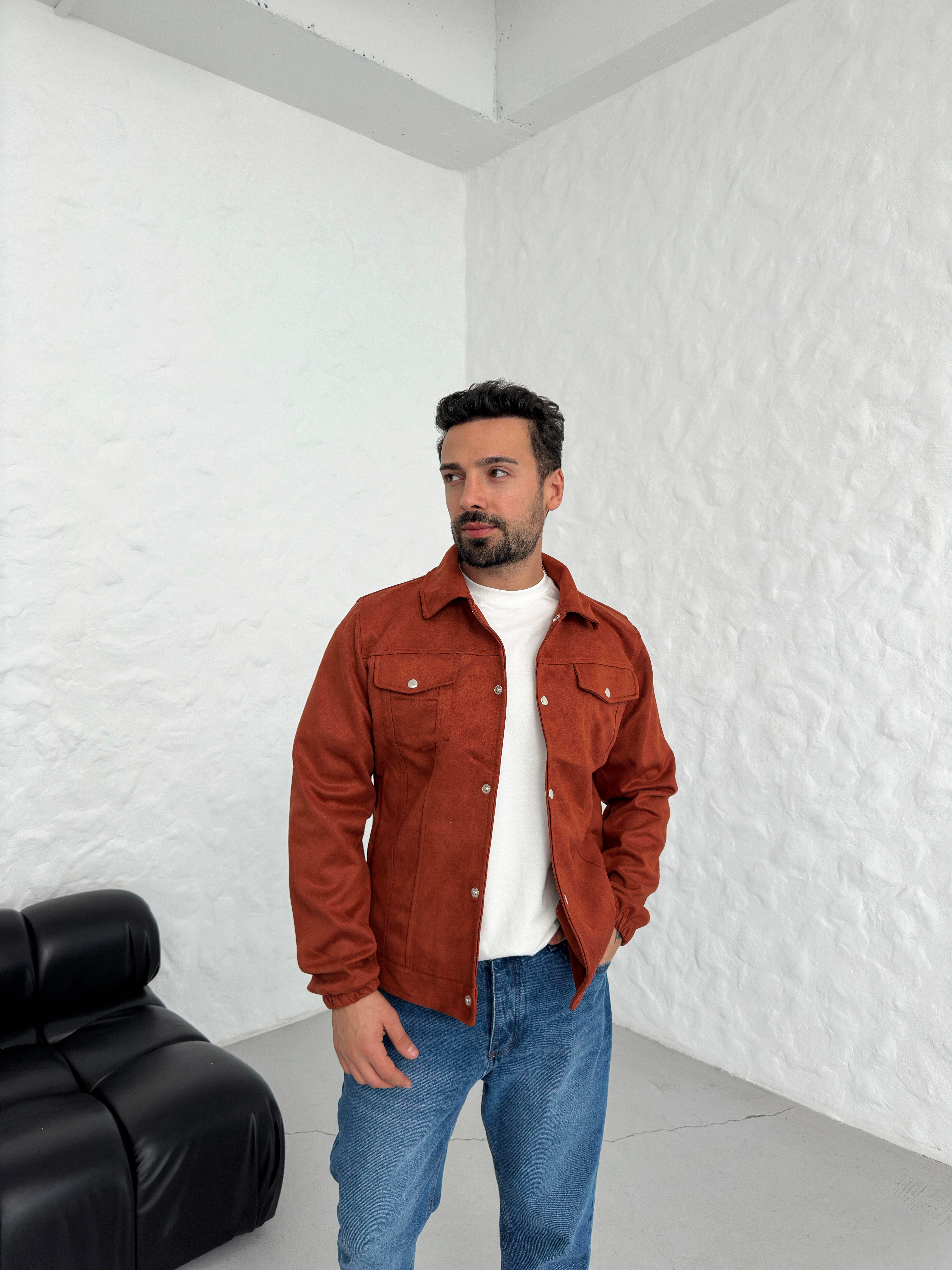 CEKETKiremit Nubuk Çıtçıtlı Ceket