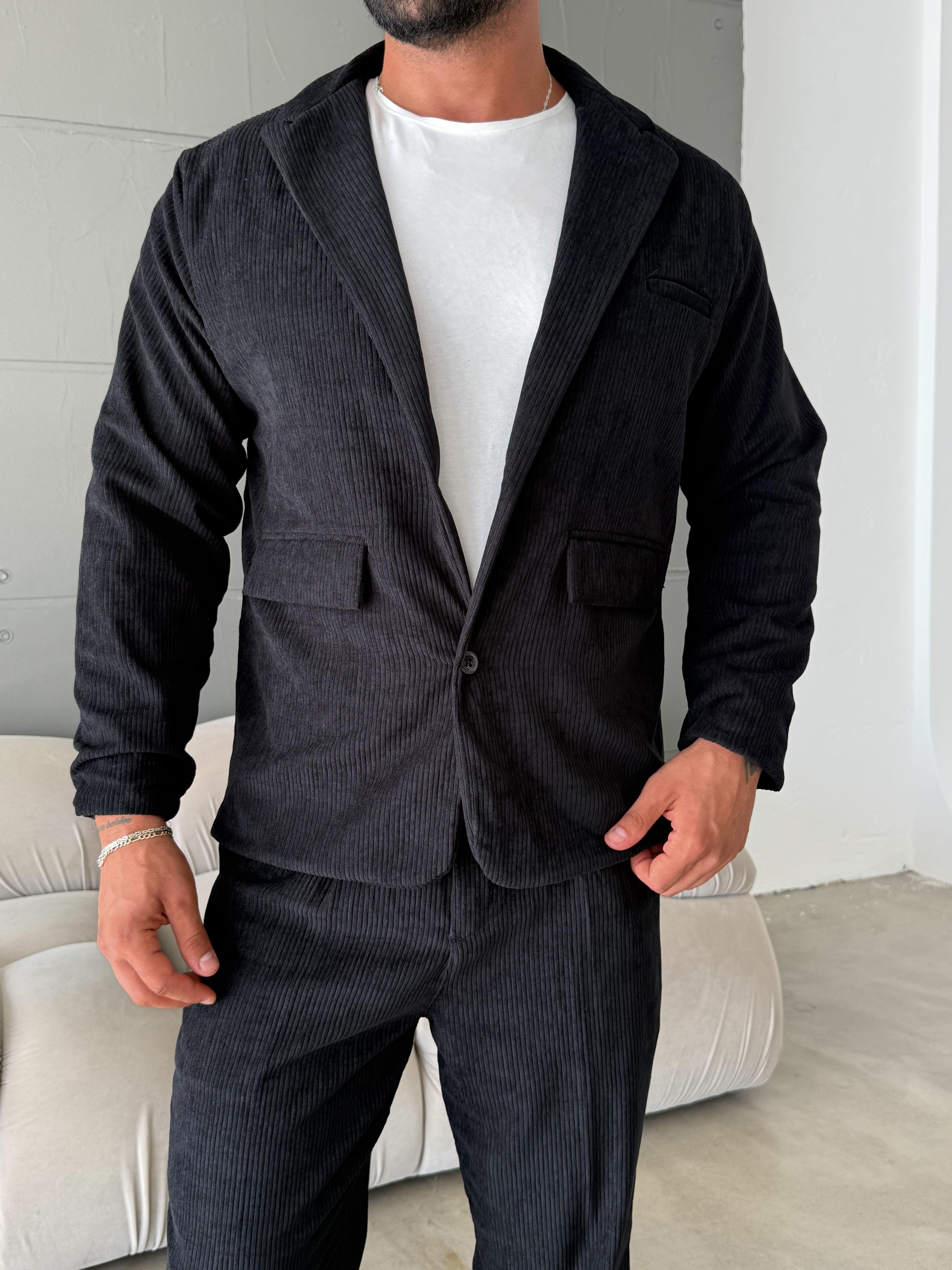 CEKETSiyah Kadife Oversize Takım  SNZ K5020