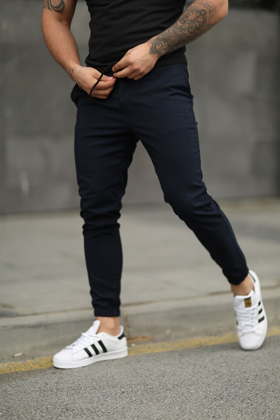 EŞOFMAN ALTILacivert Kelepçe Paça Kumaş Jogger ZM