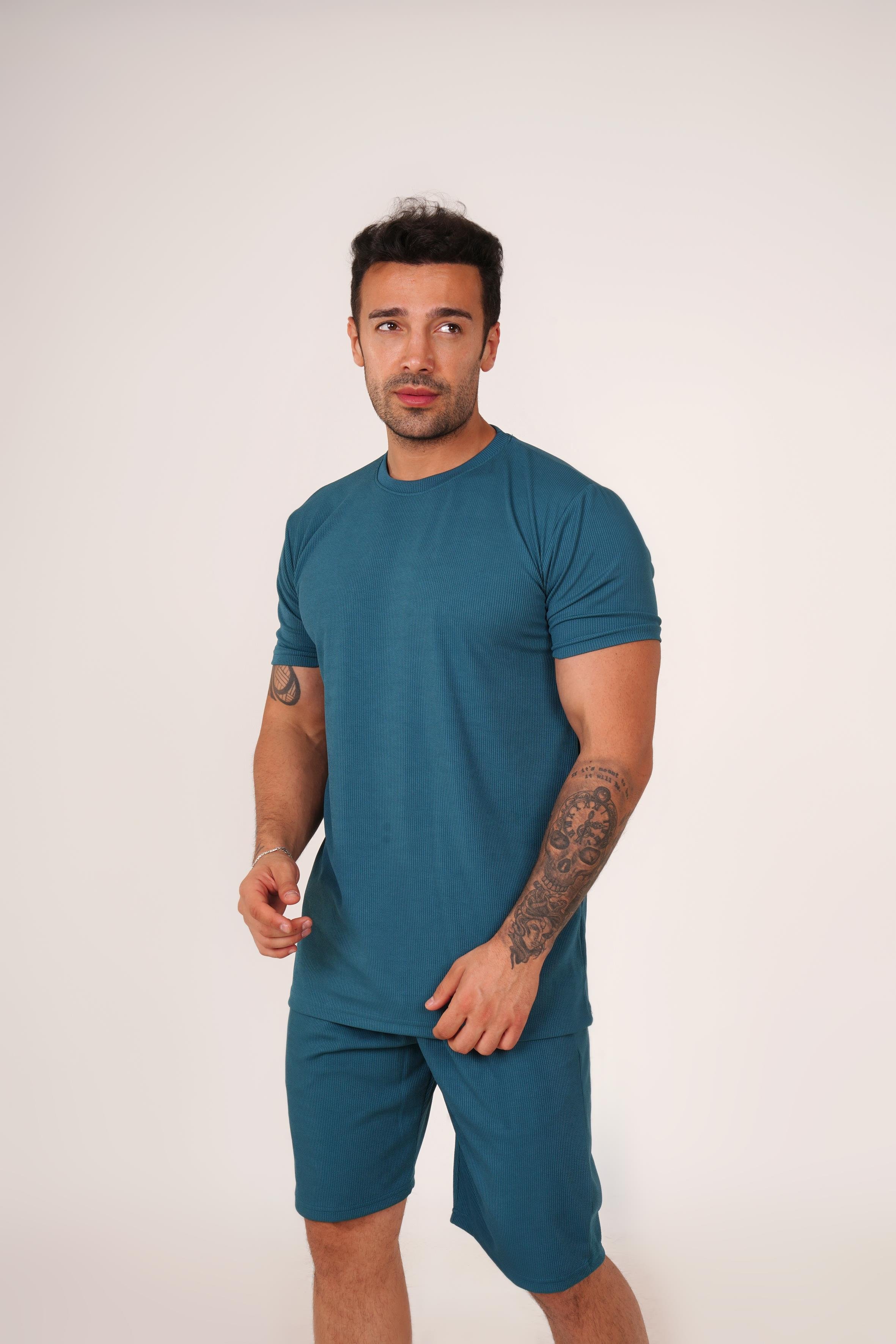 EŞOFMAN TAKIMIİndigo Burgu T-Shirt Şort Takım TB