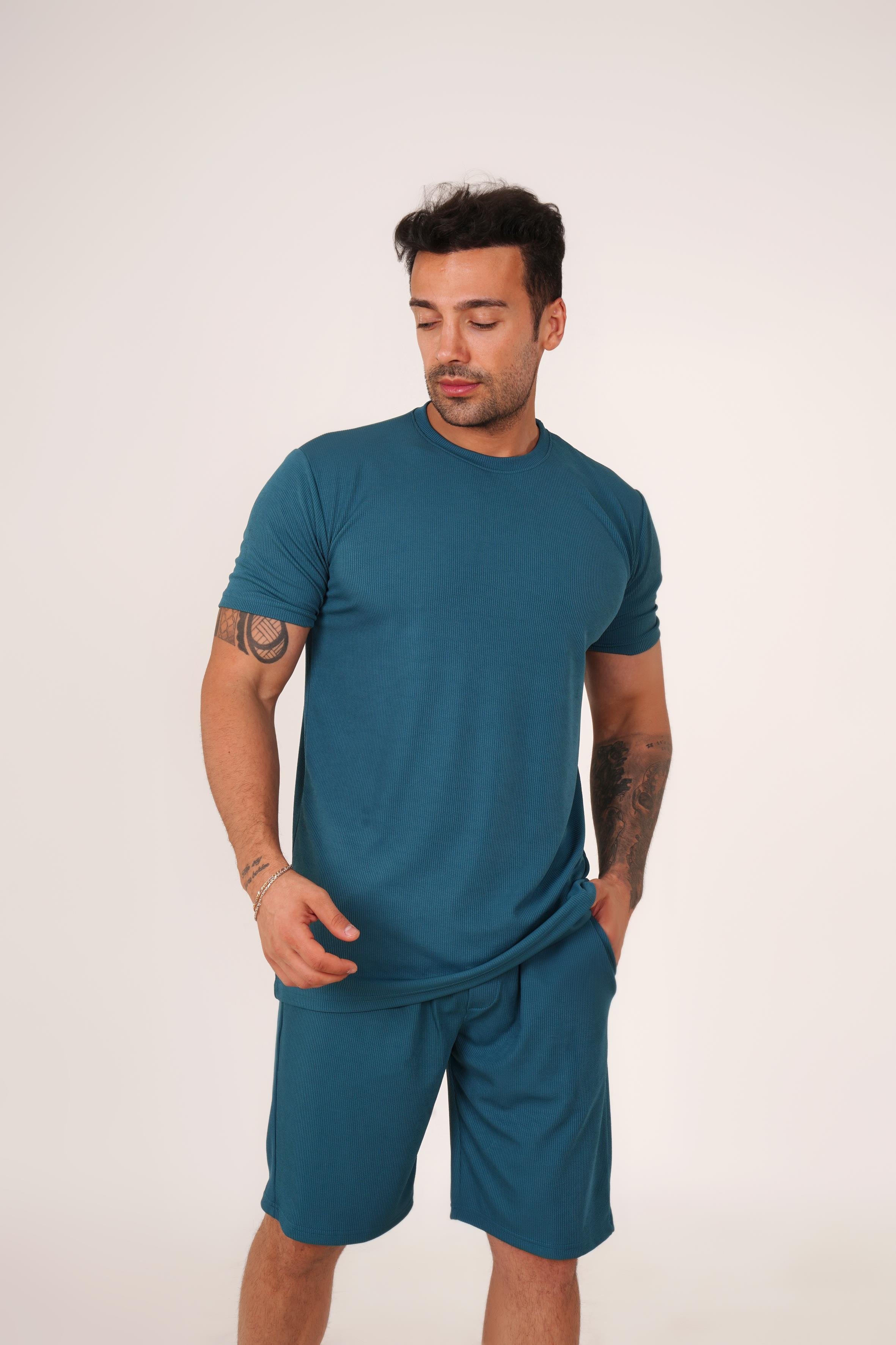 EŞOFMAN TAKIMIİndigo Burgu T-Shirt Şort Takım TB