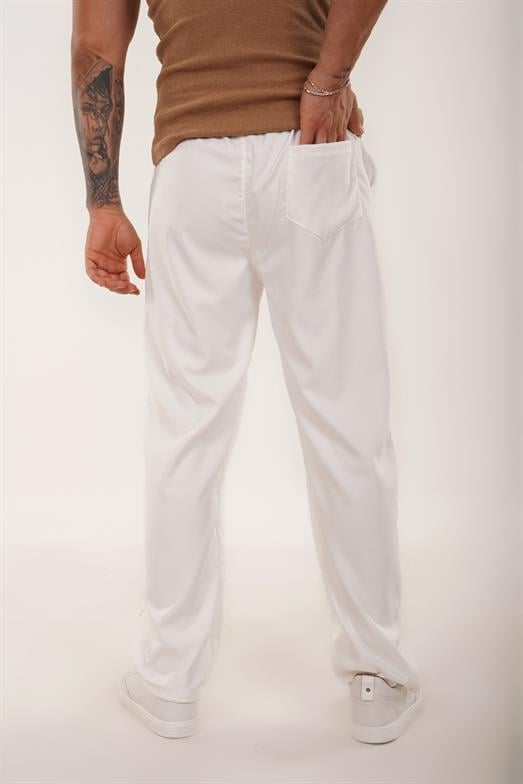 EşofmanBeyaz GABARDİN PARLAK KUMAŞ BOL PAÇA PANT. SNZ 4677 2024