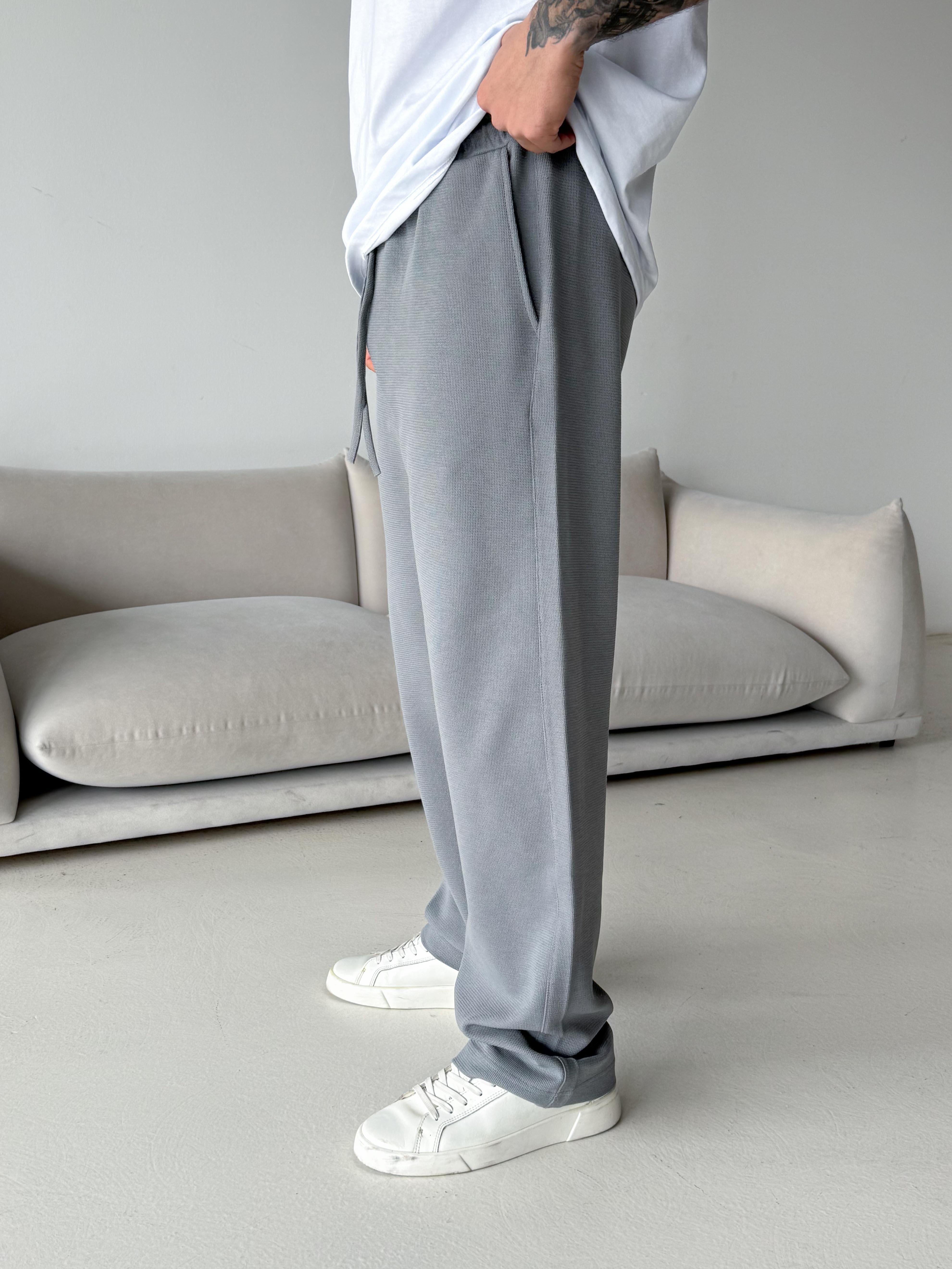 EşofmanGri Dokuma Pamuk Bol Eşofman PLZ