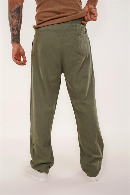 EşofmanHaki KETEN BELİ LASTİKLİ BOL PAÇA PANT. SNZ 4640 2024