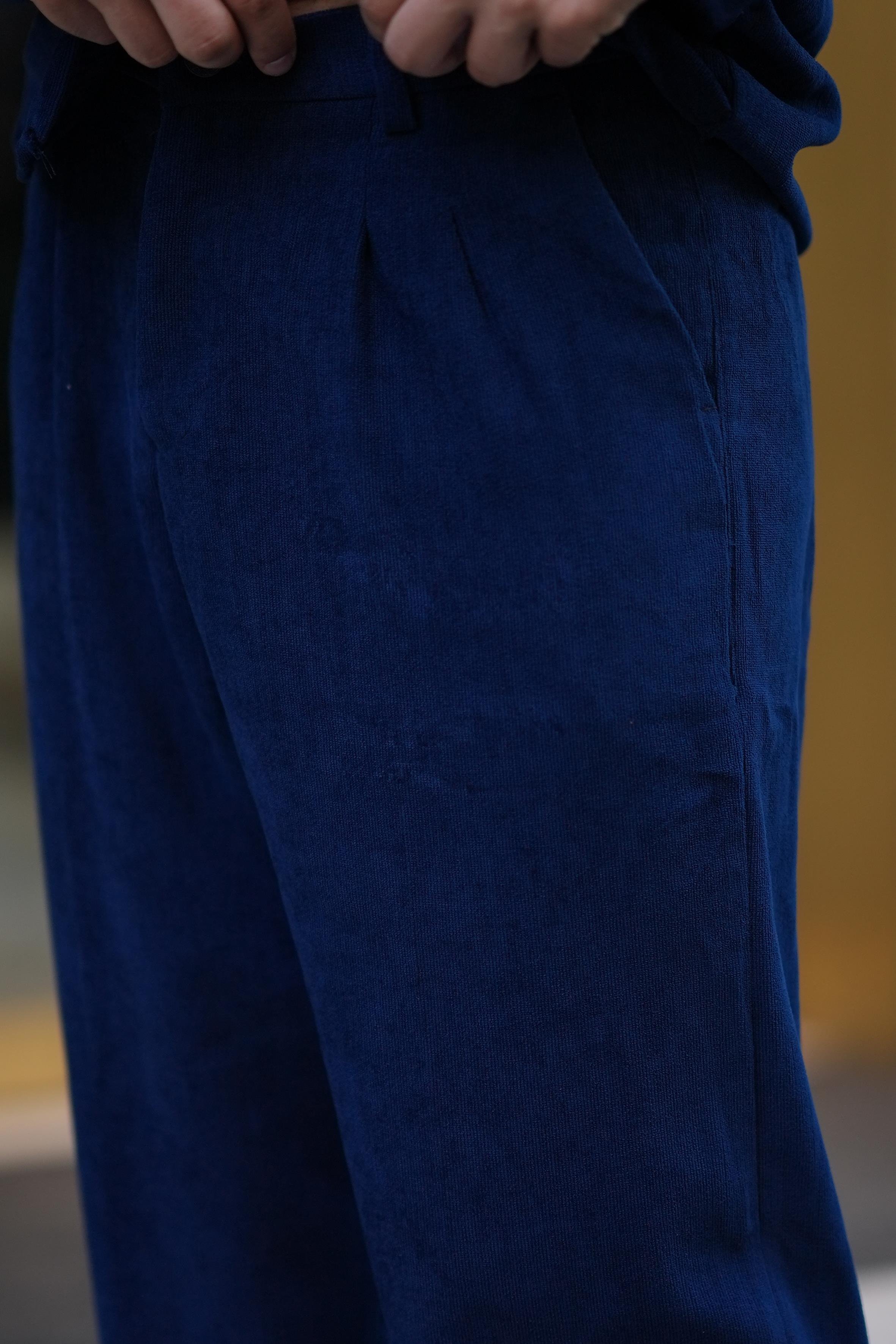 EşofmanLacivert Kemerli Kadife Baggy Pantalon SNZ M8392