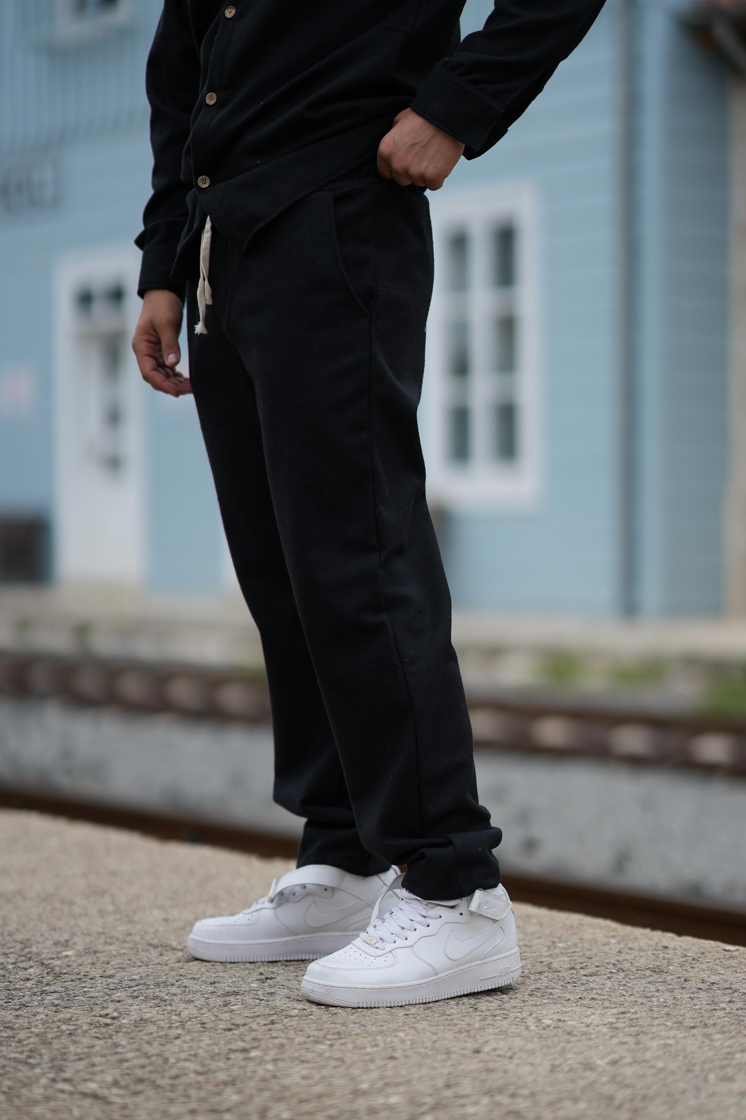 EşofmanSiyah Kaşe Baggy Pantolon SC