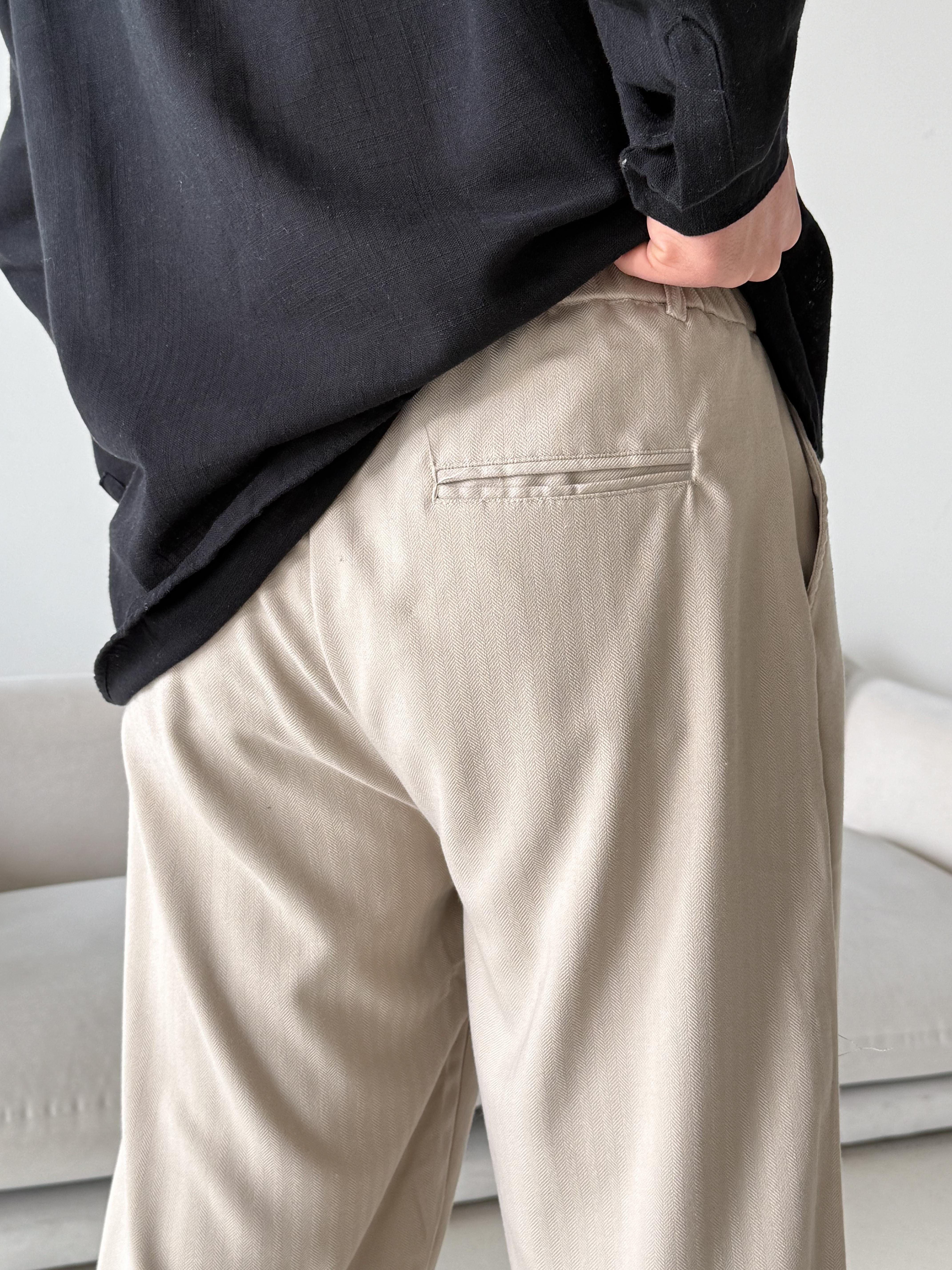 GabardinBej Balık Sırtı Arka Lastikli Dokuma Pantalon PLZ 26409