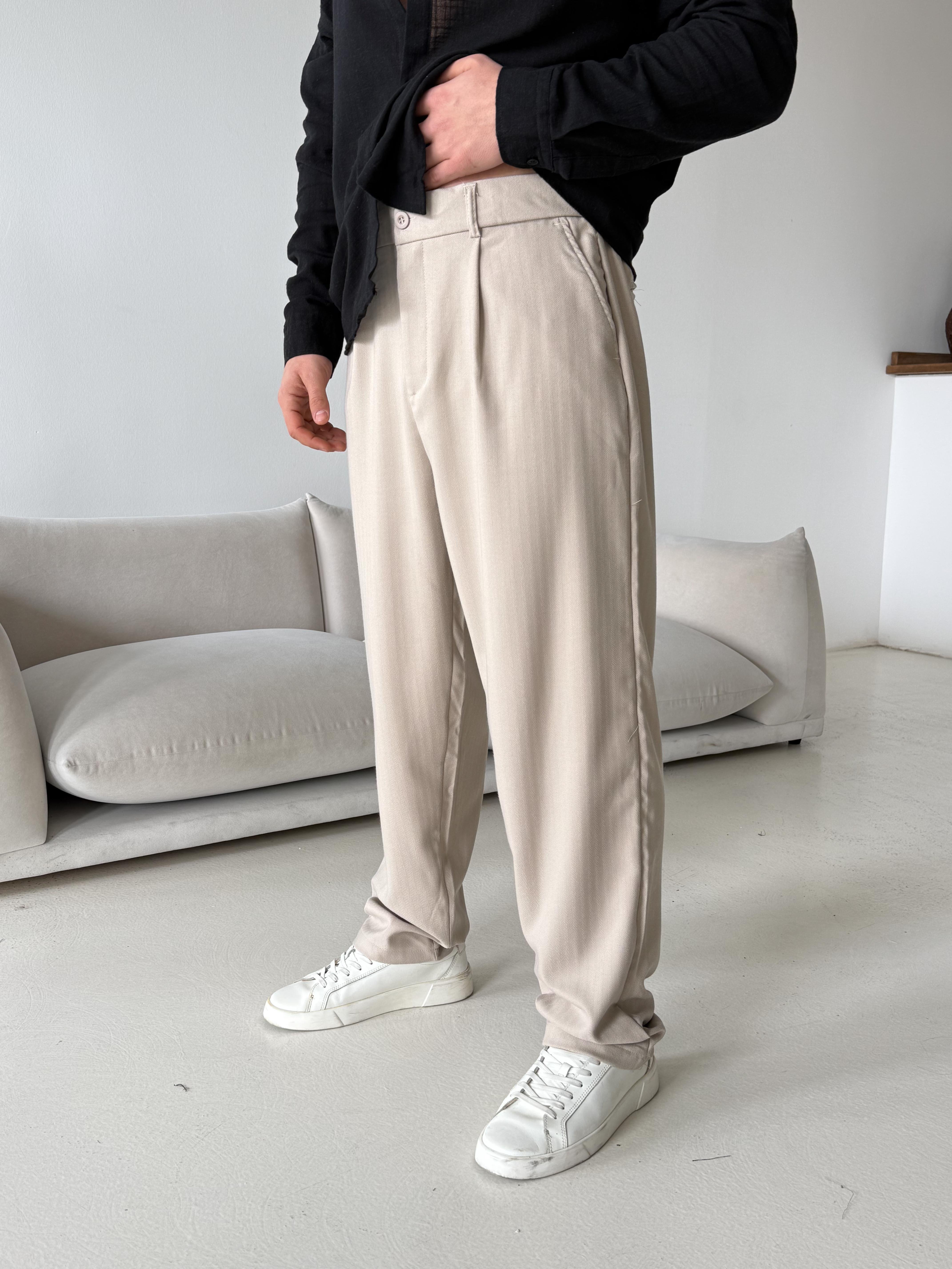 GabardinBej Balık Sırtı Arka Lastikli Dokuma Pantalon PLZ 26409