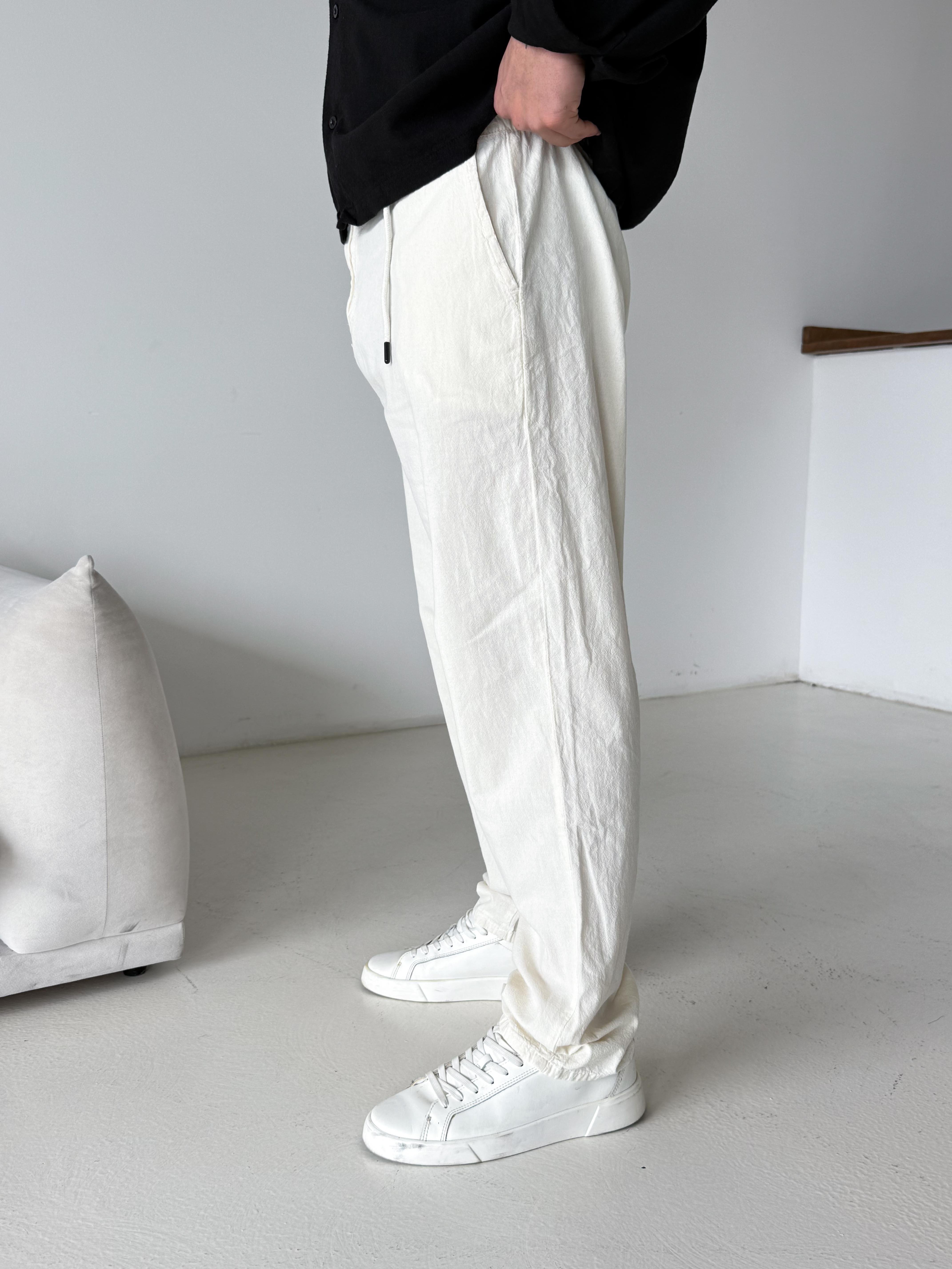 GabardinBej Düğmeli Ham Keten Pantalon TK