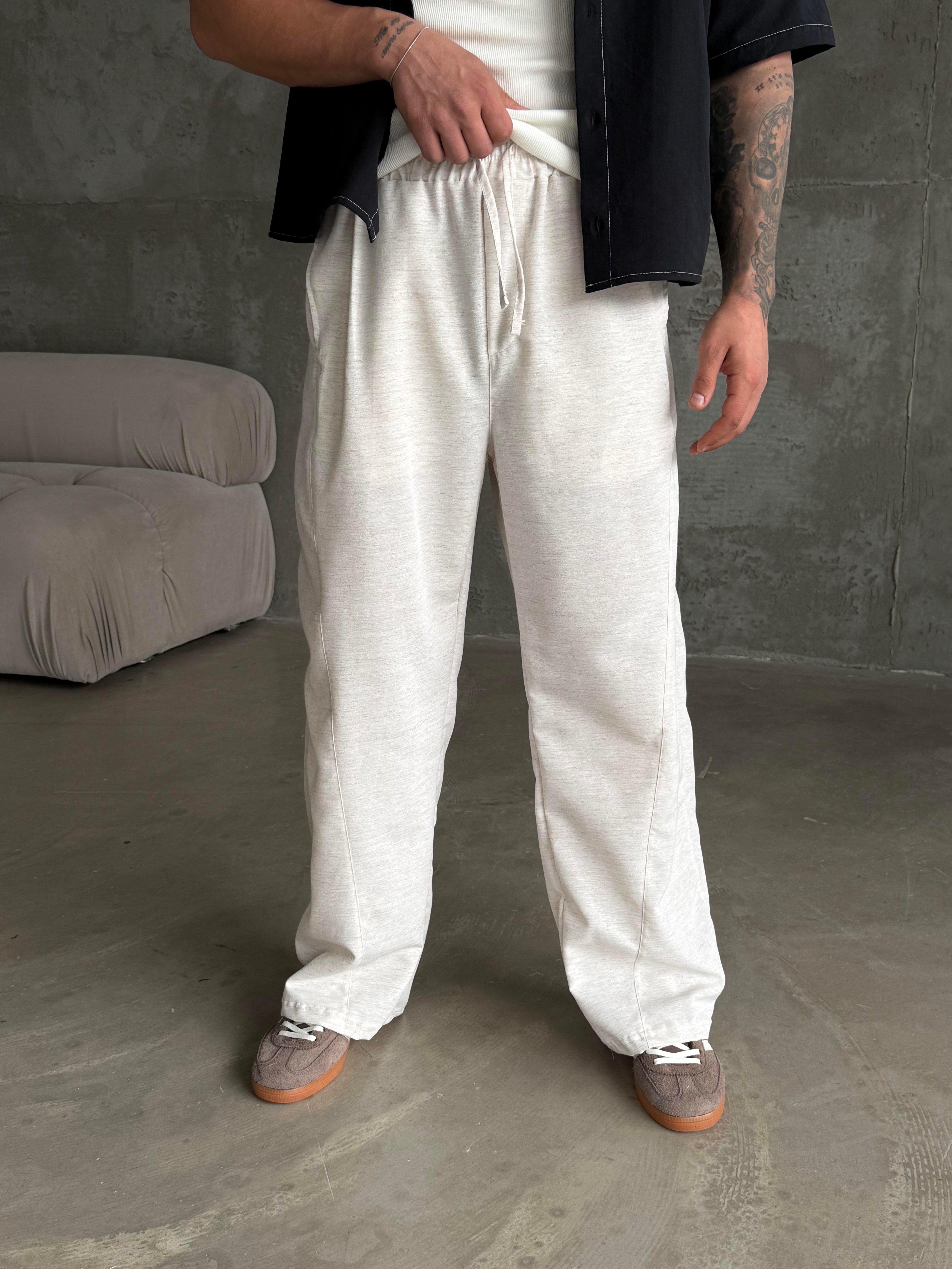 GabardinBej Yumuşak Ham Keten Super Baggy Pantalon 40229 BRR