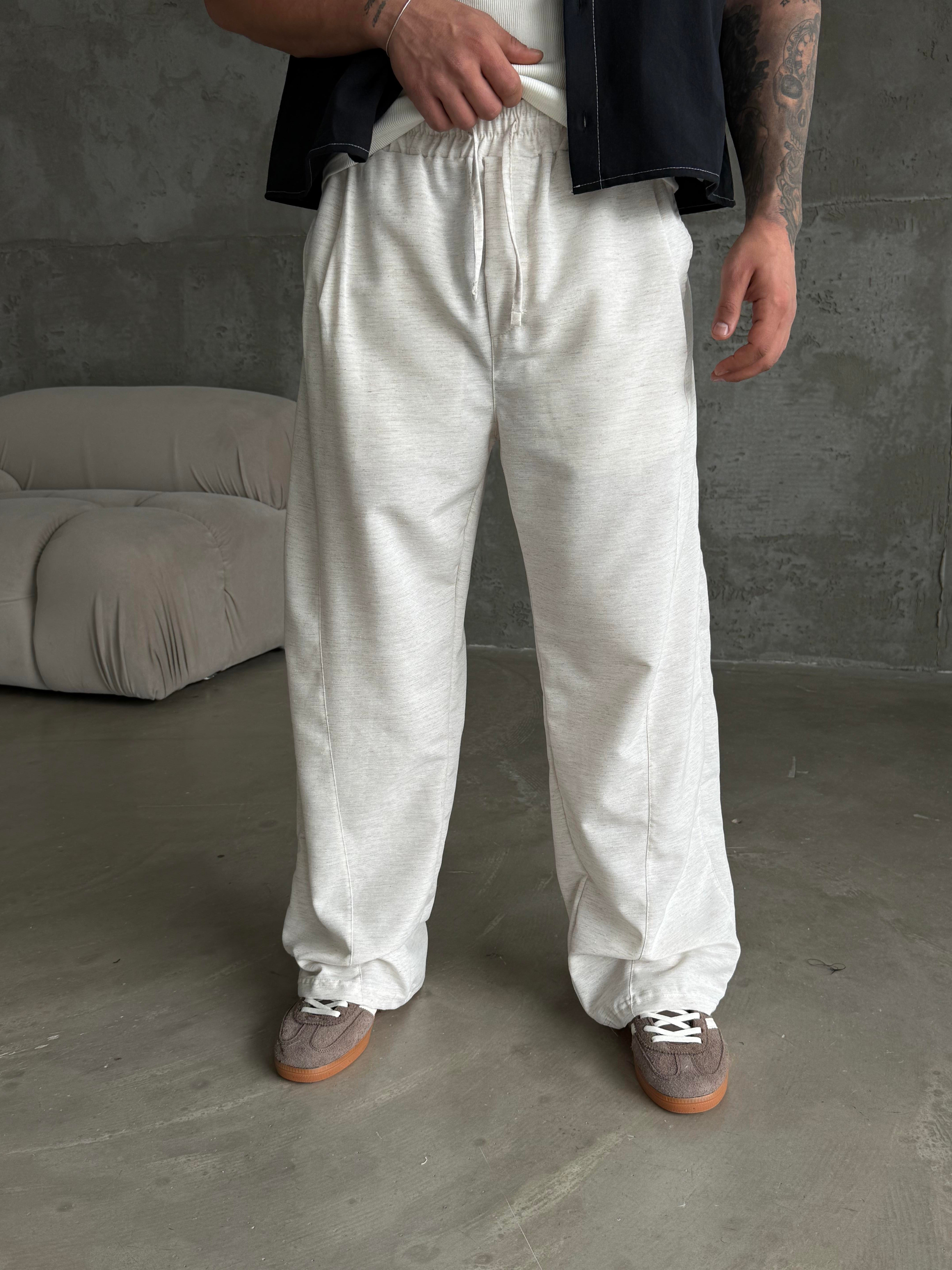 GabardinBej Yumuşak Ham Keten Super Baggy Pantalon 40229 BRR