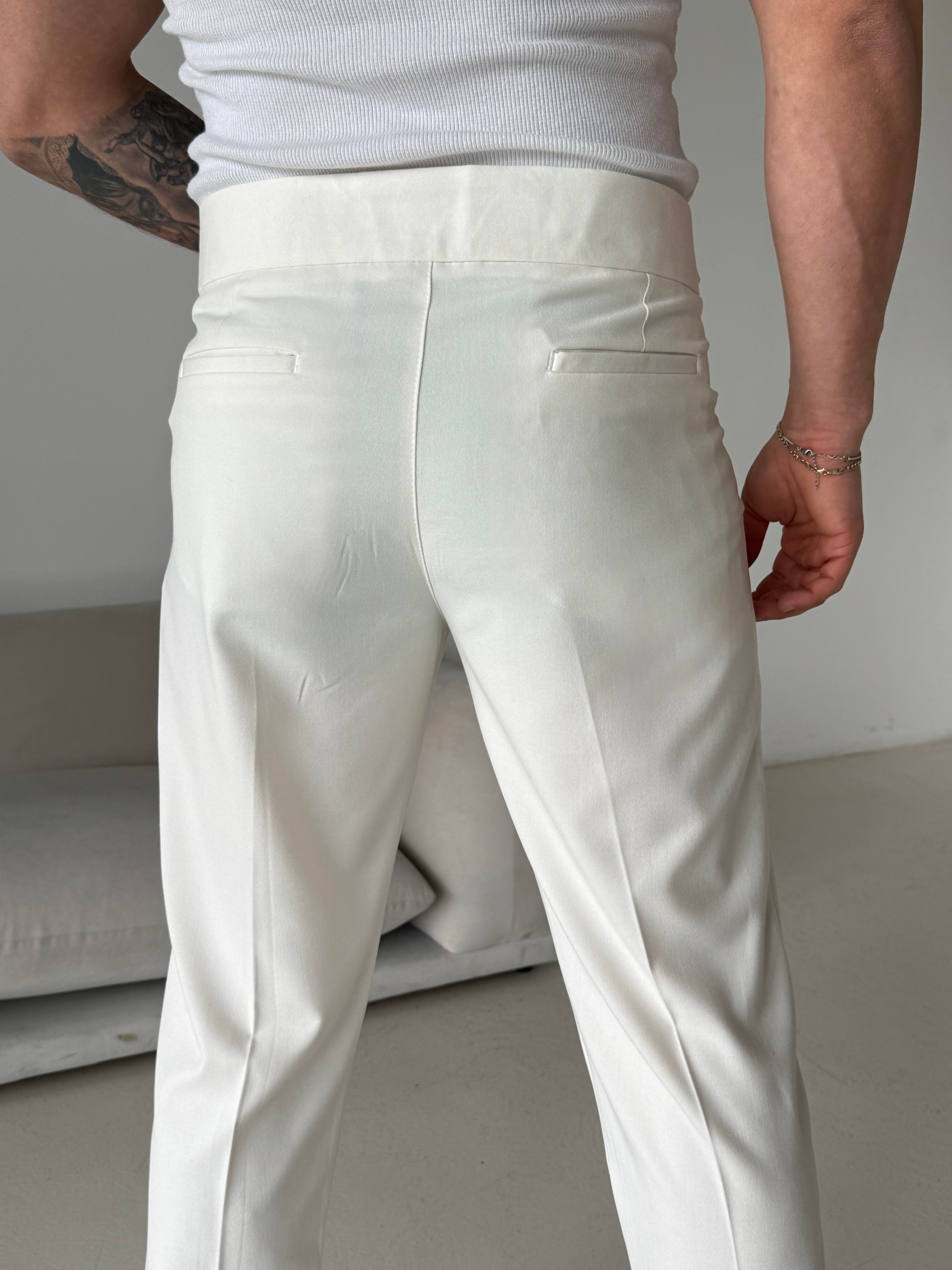 GabardinEkru Dört Düğmeli Tokalı Regular Fit Kumaş Pantalon SC