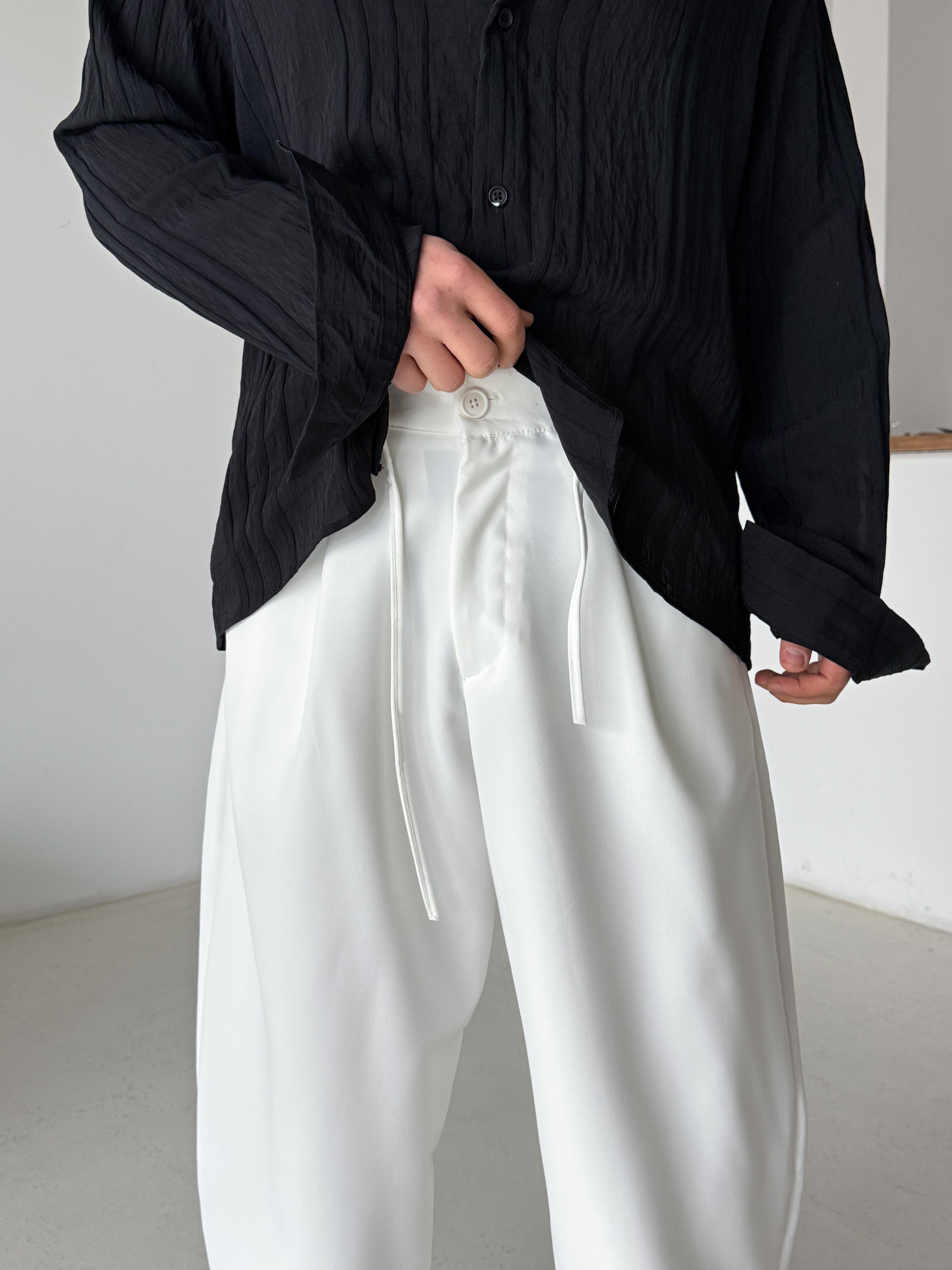 GabardinEkru Double Balon Kalıp Yarım Lastik Pantalon PNC 4068