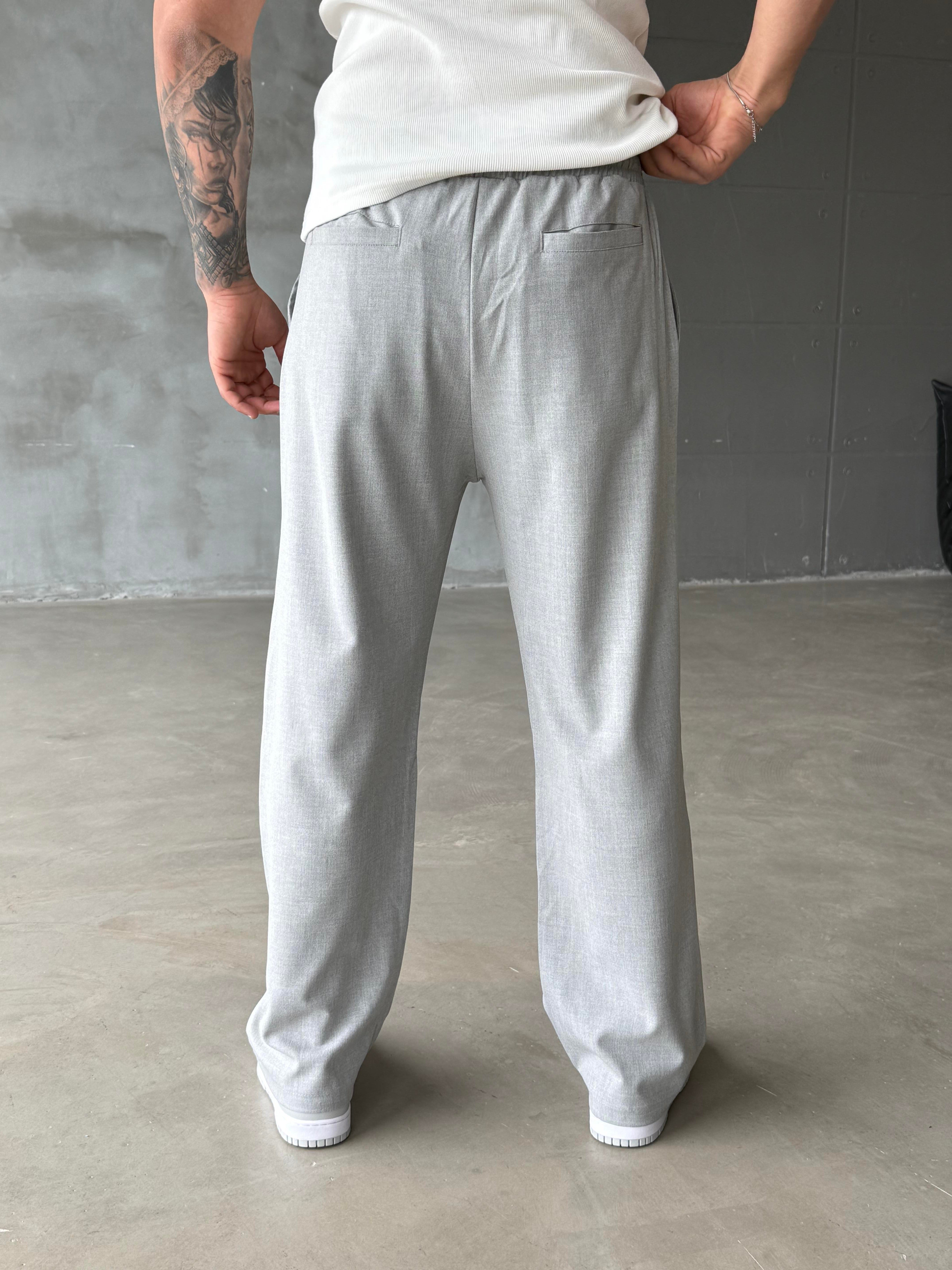 GabardinGri Bol Basic Bağcıklı Kumaş Pantalon SC