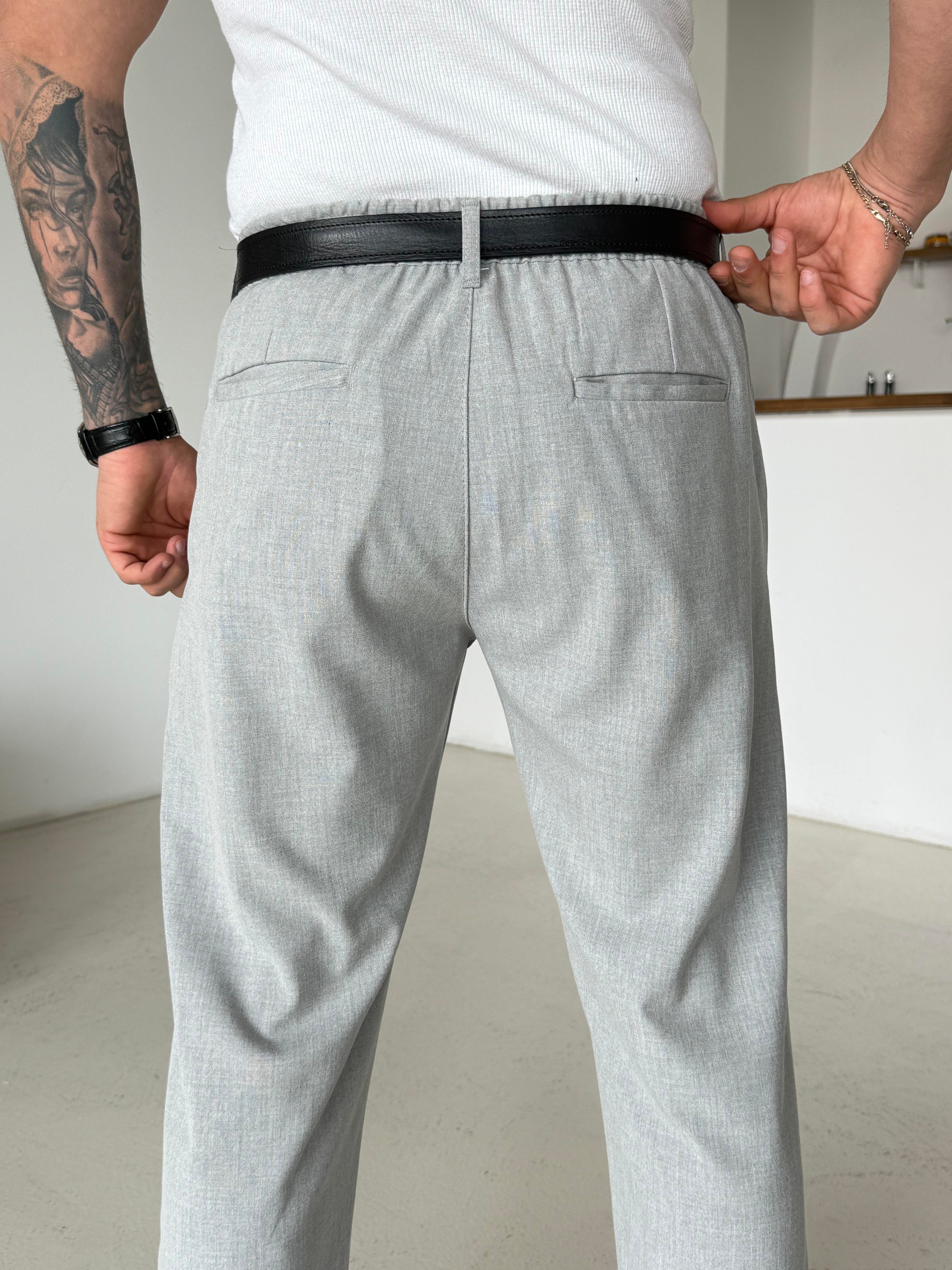GabardinGri Lastikli Baggy Kumaş Pantalon SC