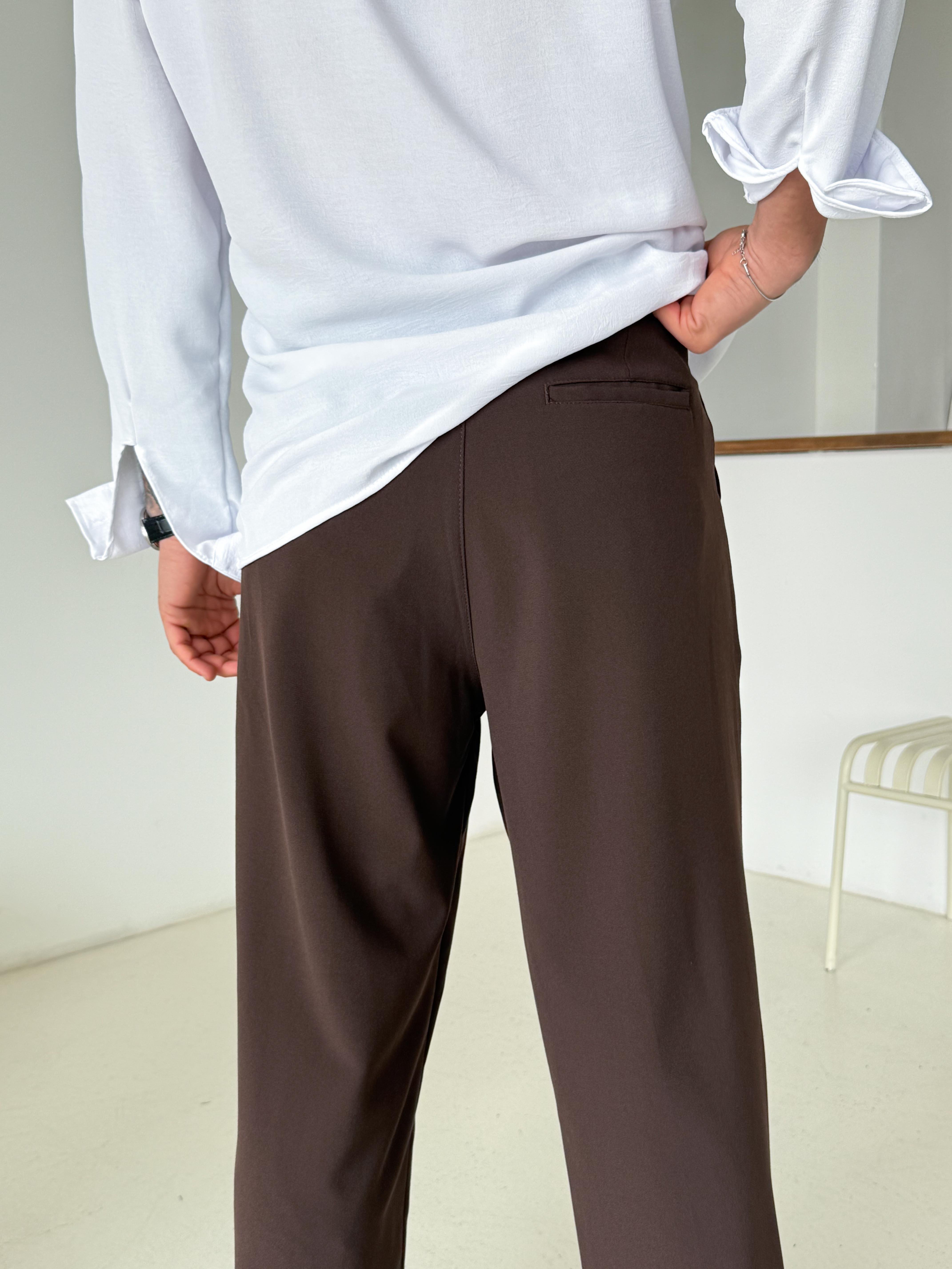 GabardinKahve Baggy Bezayağı Kumaş Pantalon SNZ N1135