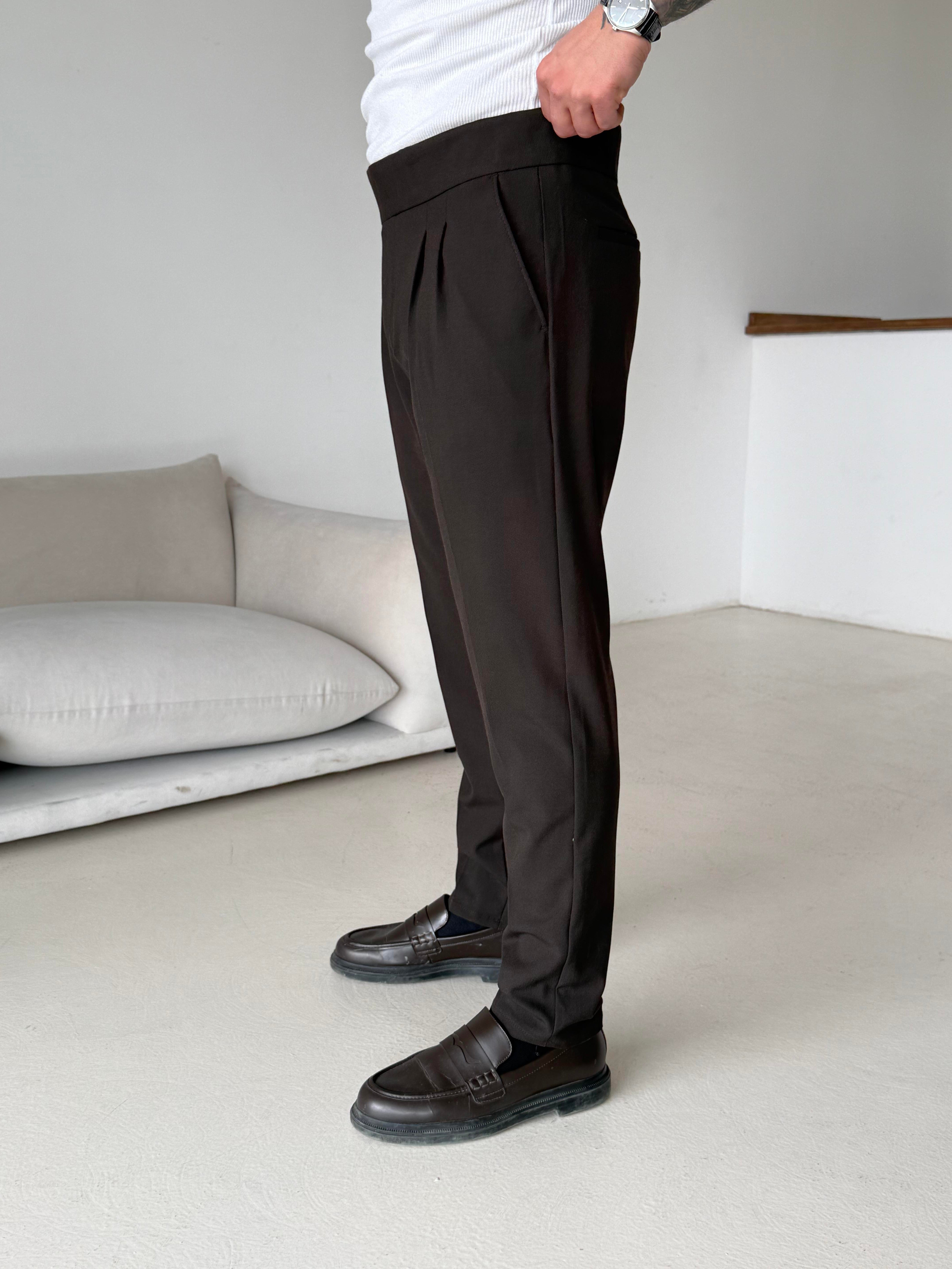 GabardinKahve Dört Düğmeli Tokalı Regular Fit Kumaş Pantalon SC