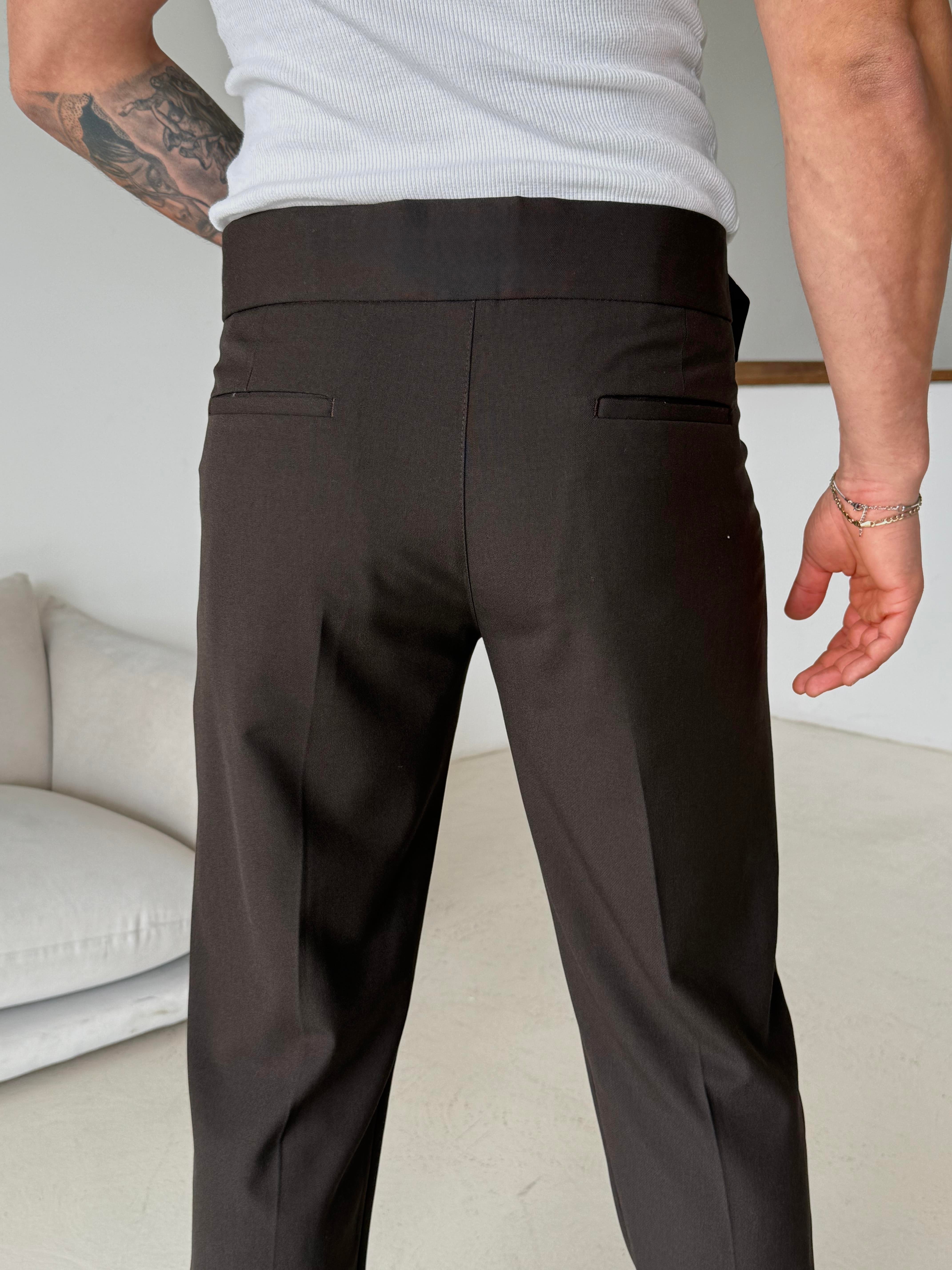 GabardinKahve Dört Düğmeli Tokalı Regular Fit Kumaş Pantalon SC