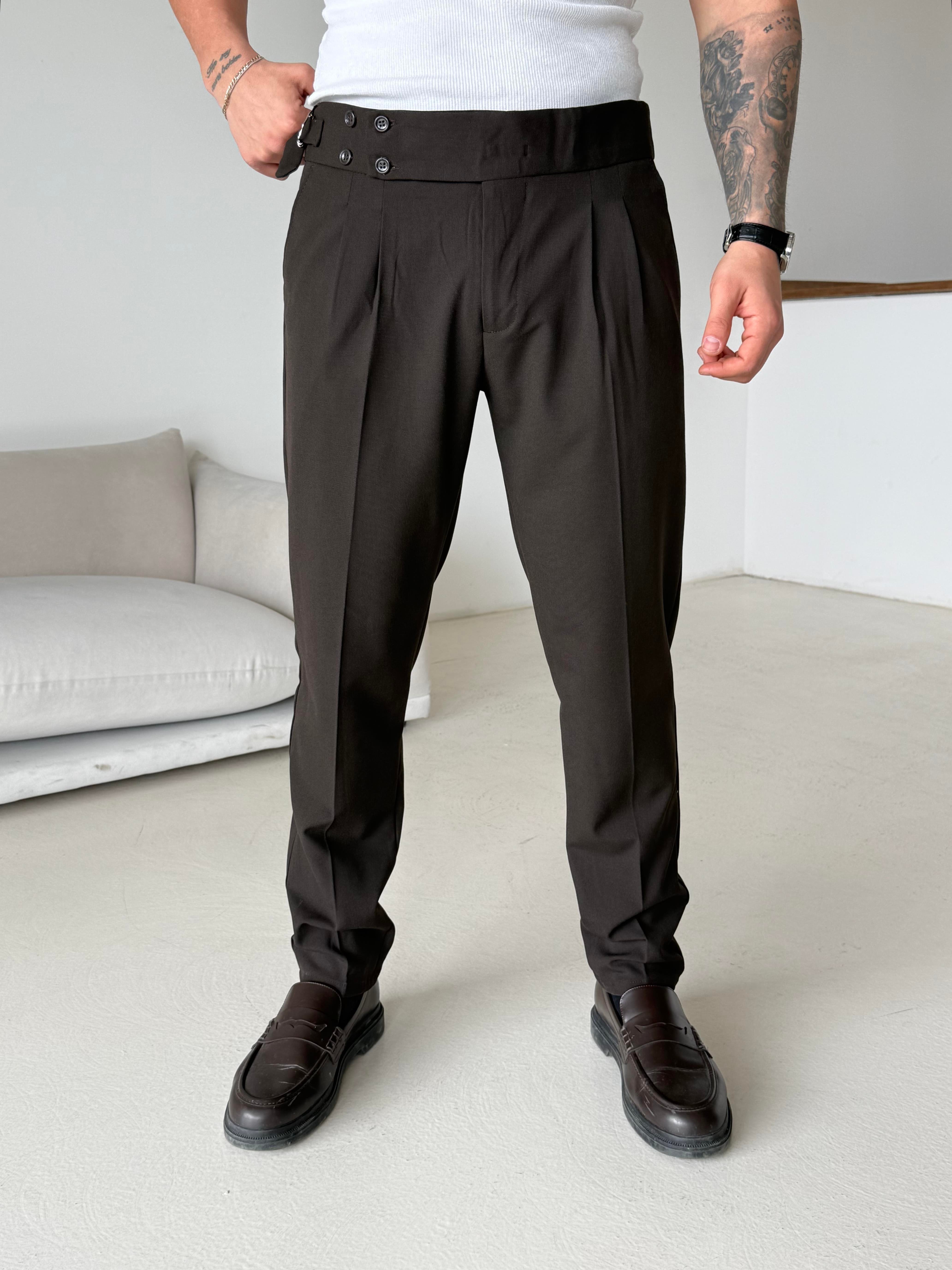 GabardinKahve Dört Düğmeli Tokalı Regular Fit Kumaş Pantalon SC