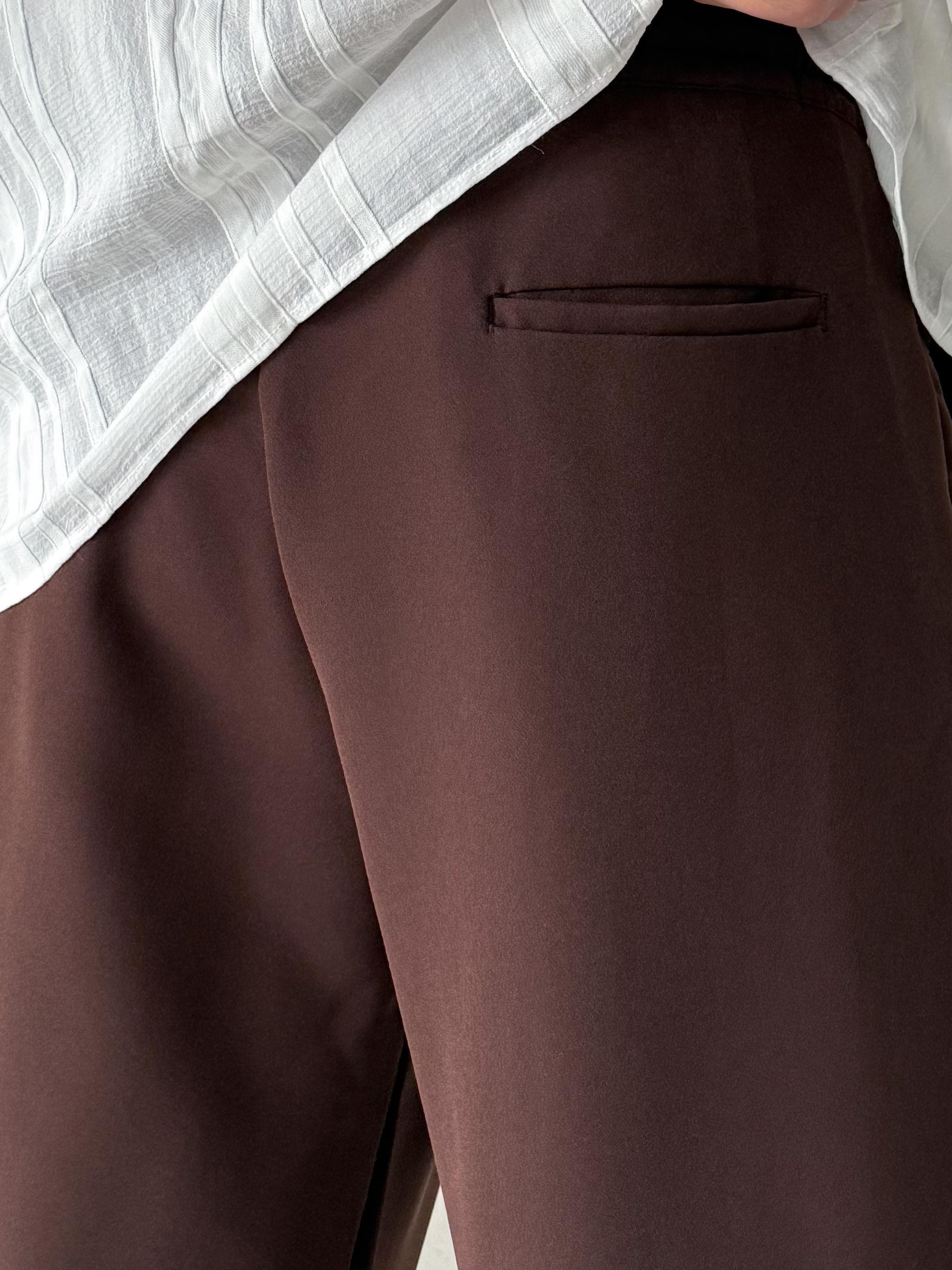 GabardinKahve Double Balon Kalıp Yarım Lastik Pantalon PNC 4068
