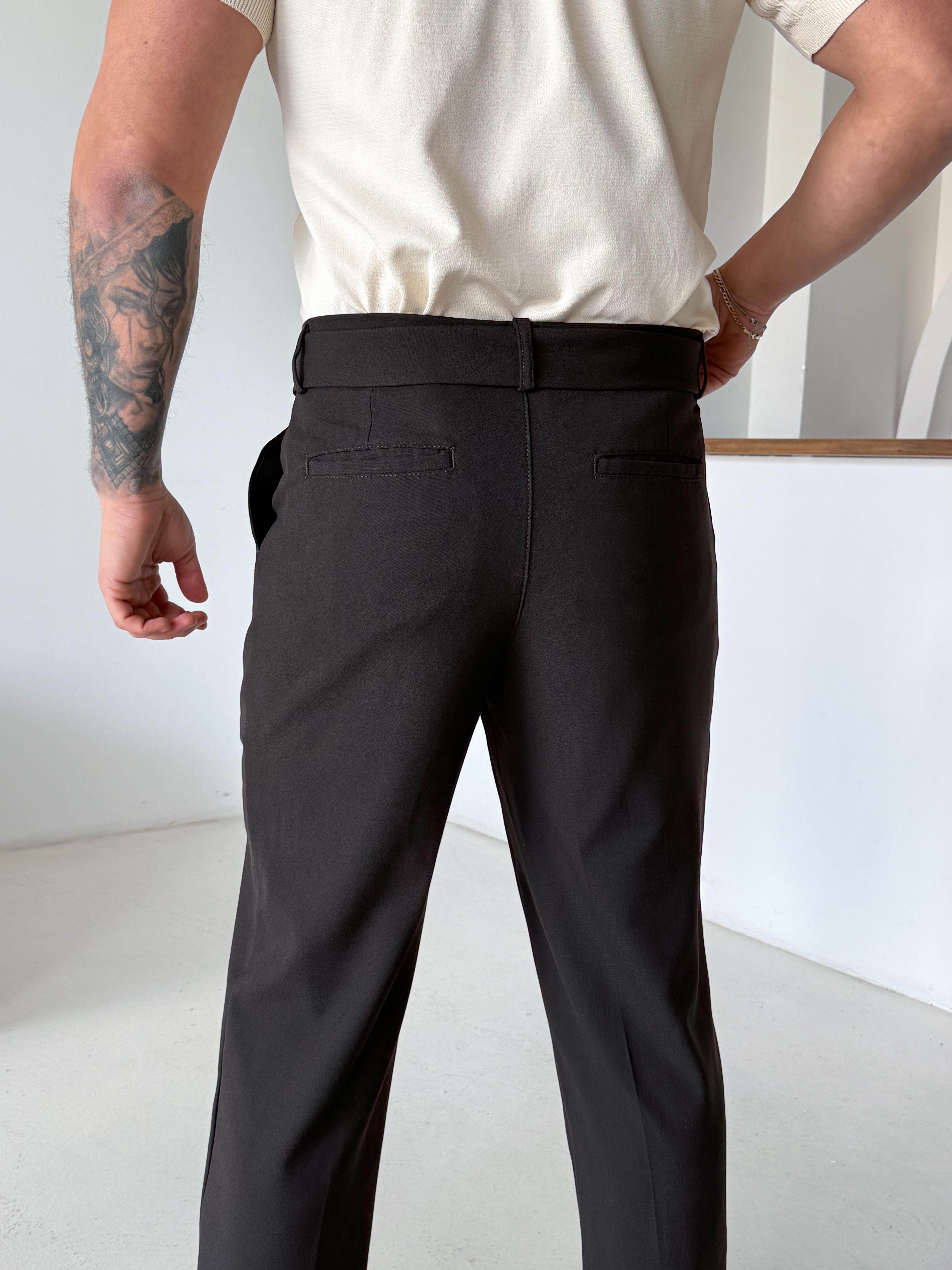 GabardinKahve Kendi Kemerli Regular Fit Bezayağı Kumaş Pant N1344