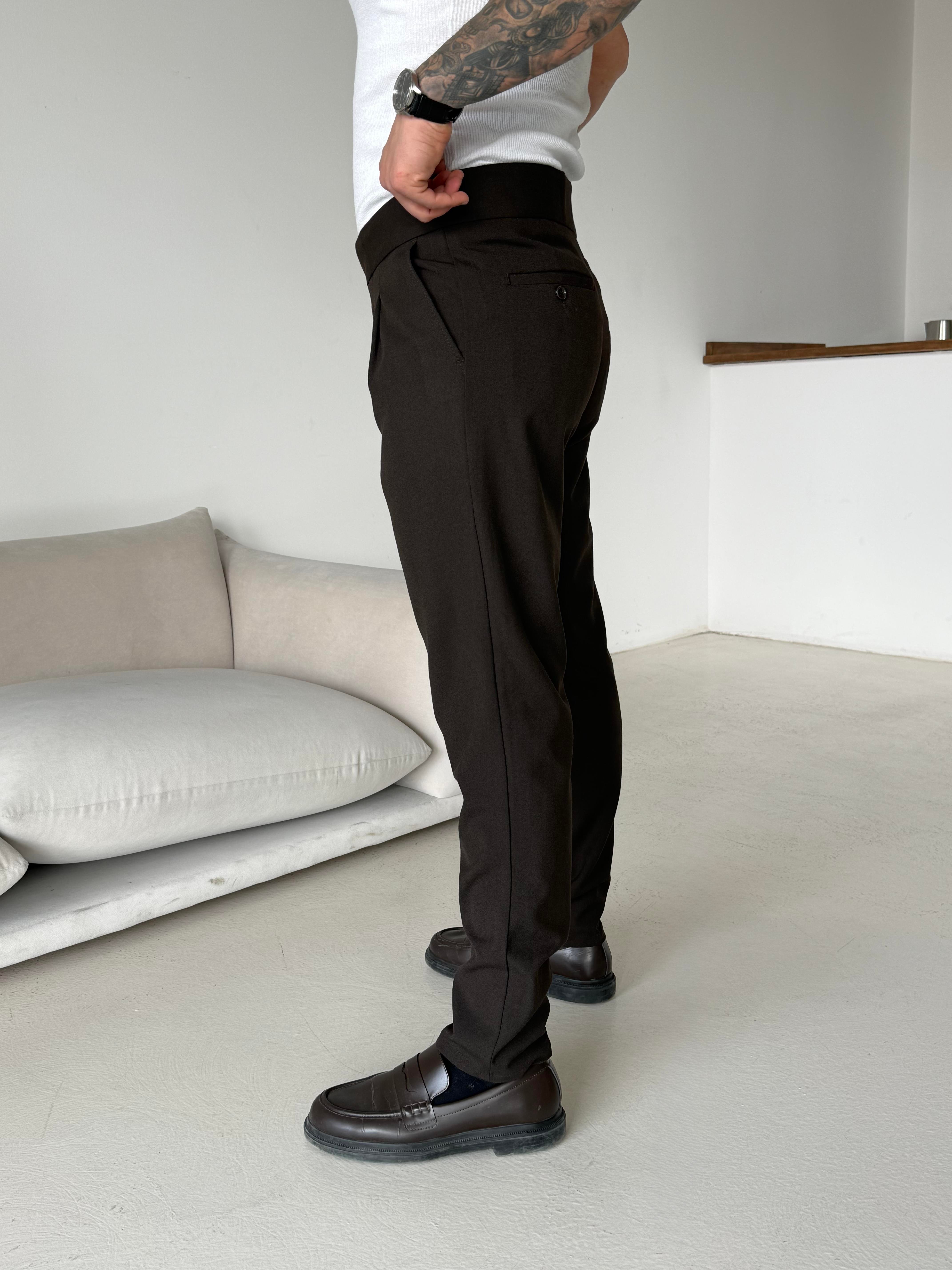 GabardinKahve Tokalı Regular Fit Kumaş Pantalon SC