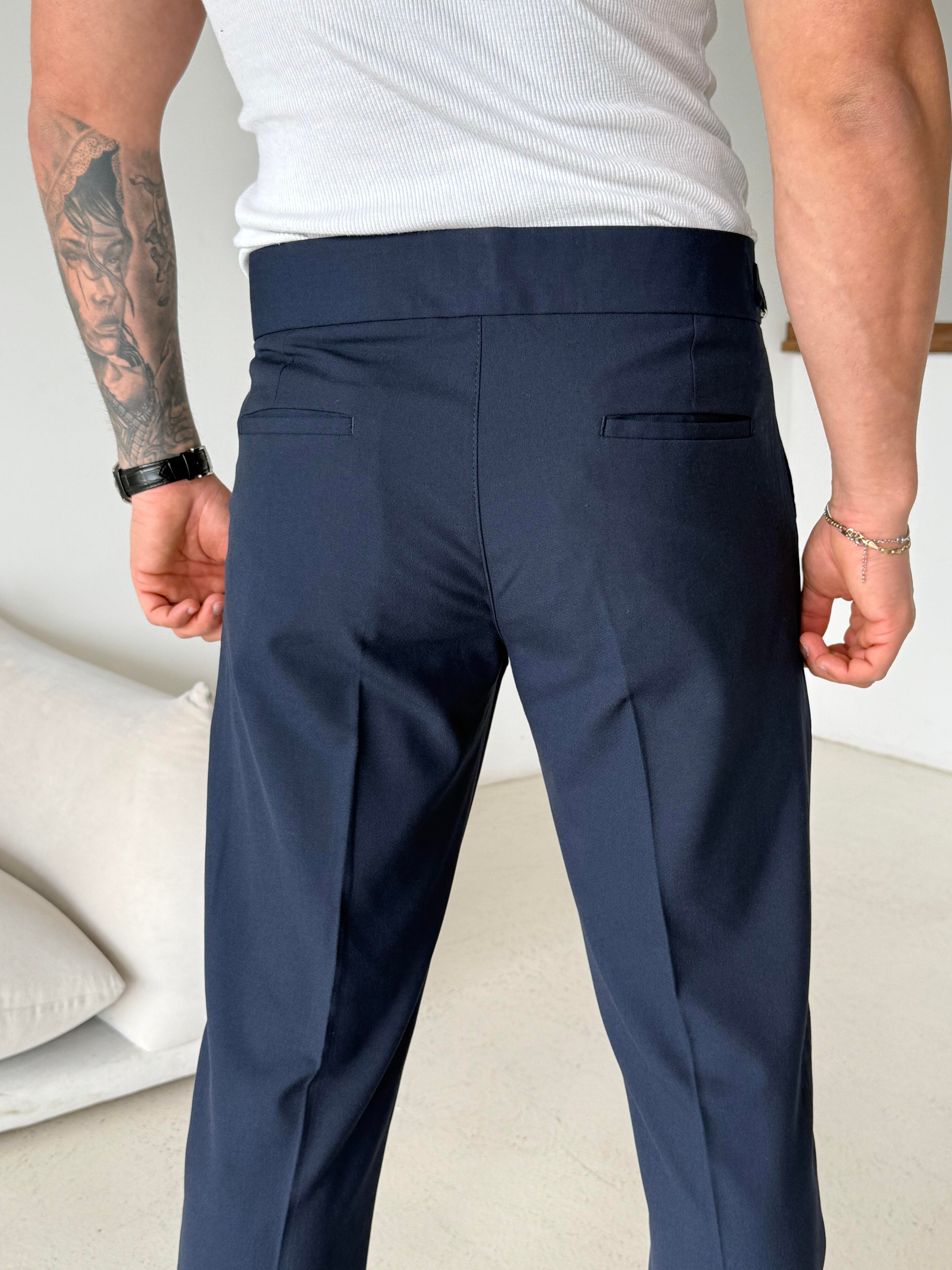 GabardinLacivert Dört Düğmeli Tokalı Regular Fit Kumaş Pantalon SC