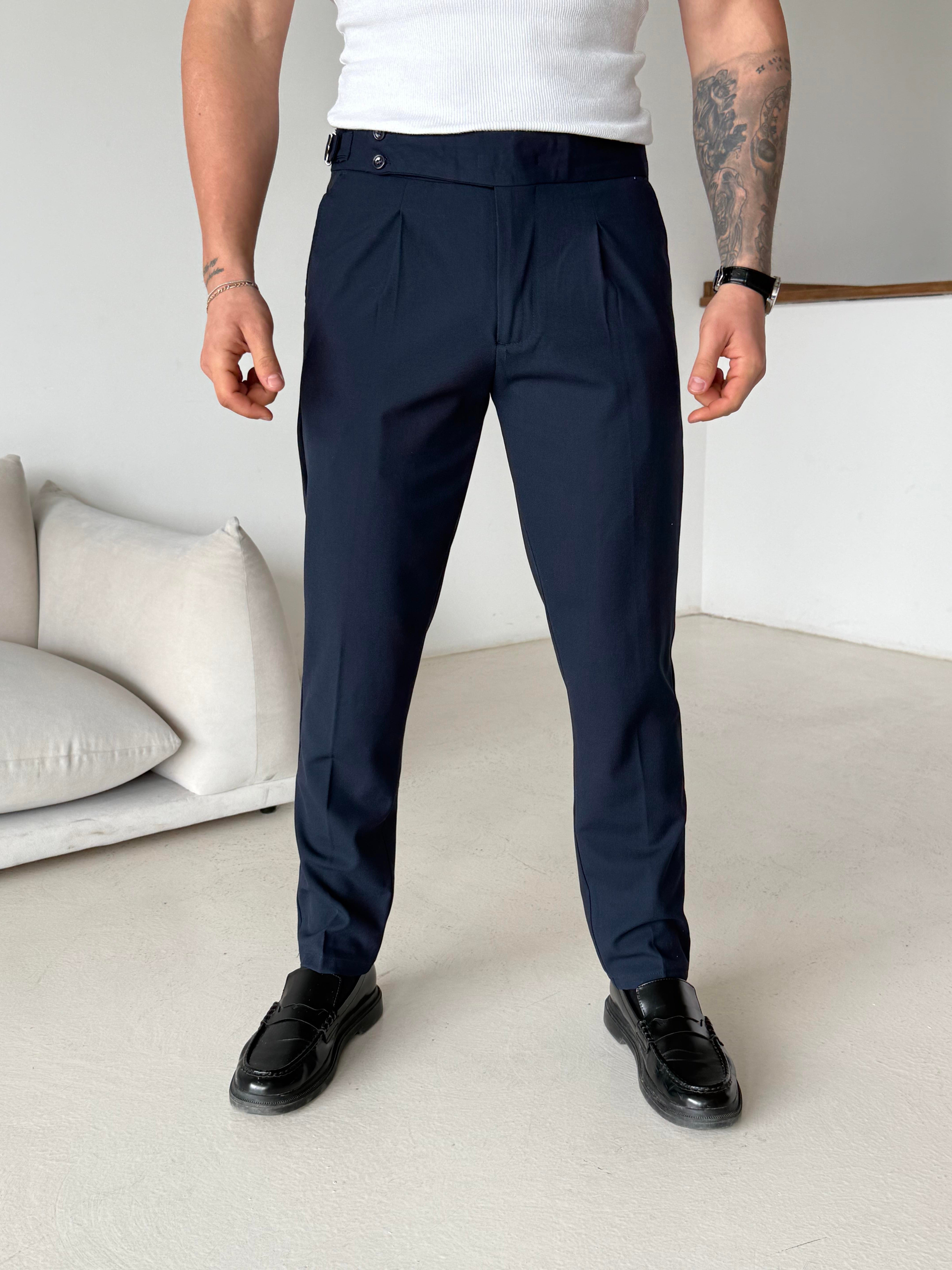 GabardinLacivert Dört Düğmeli Tokalı Regular Fit Kumaş Pantalon SC