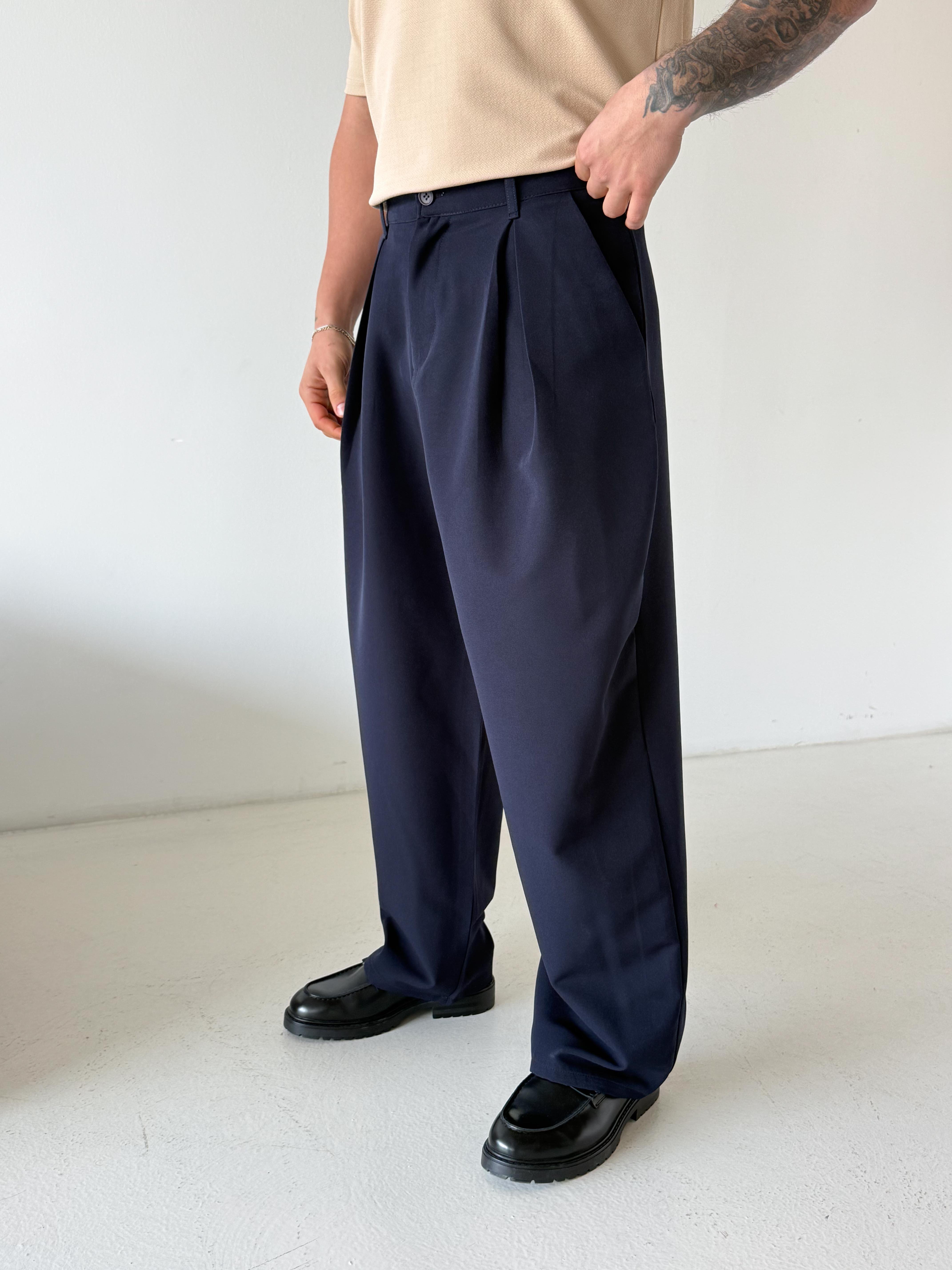 GabardinLacivert Double Palazzo Pantalon 4062 PNC