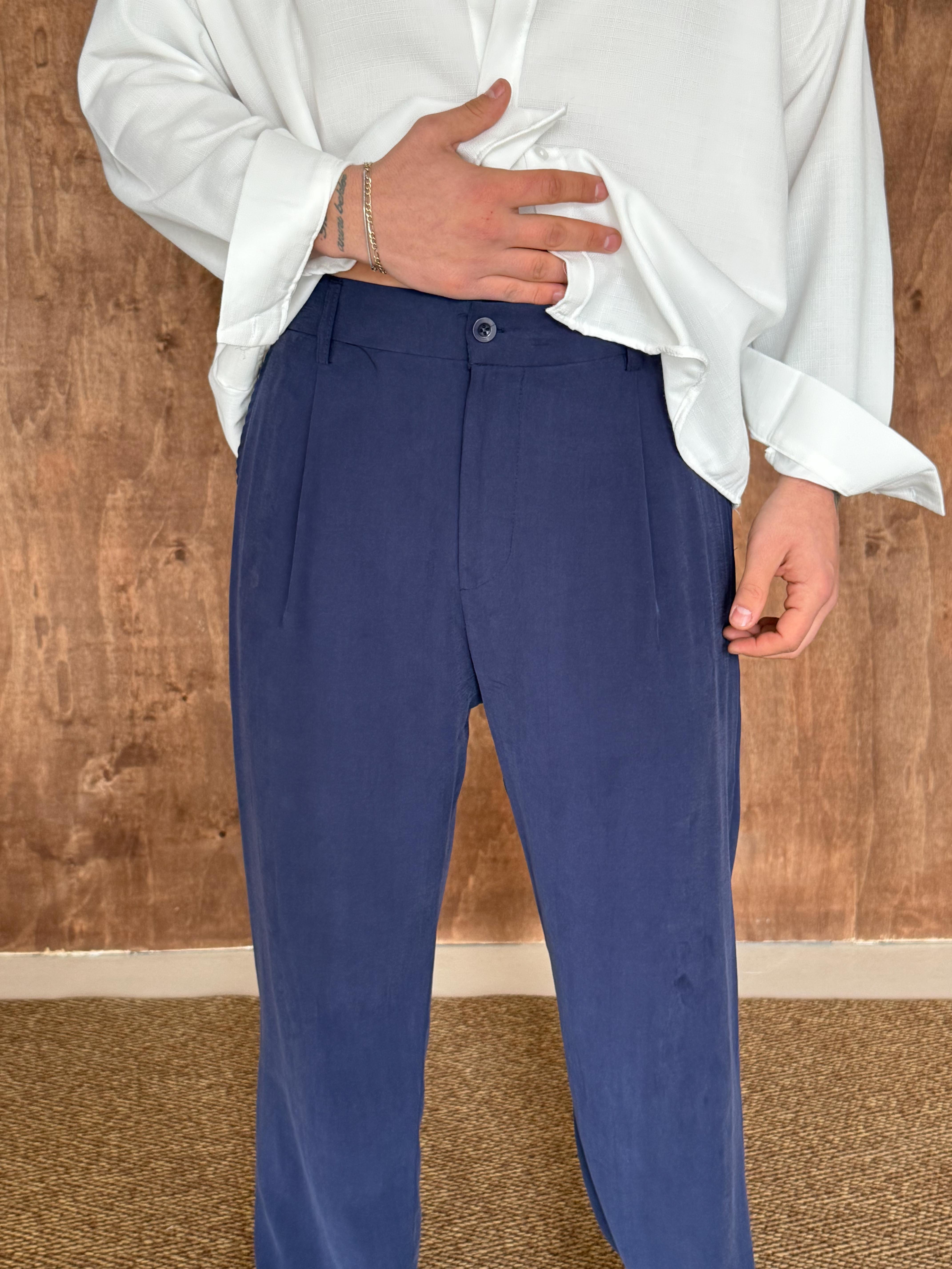 GabardinLacivert Modal Bel Lastikli Pantalon PLZ