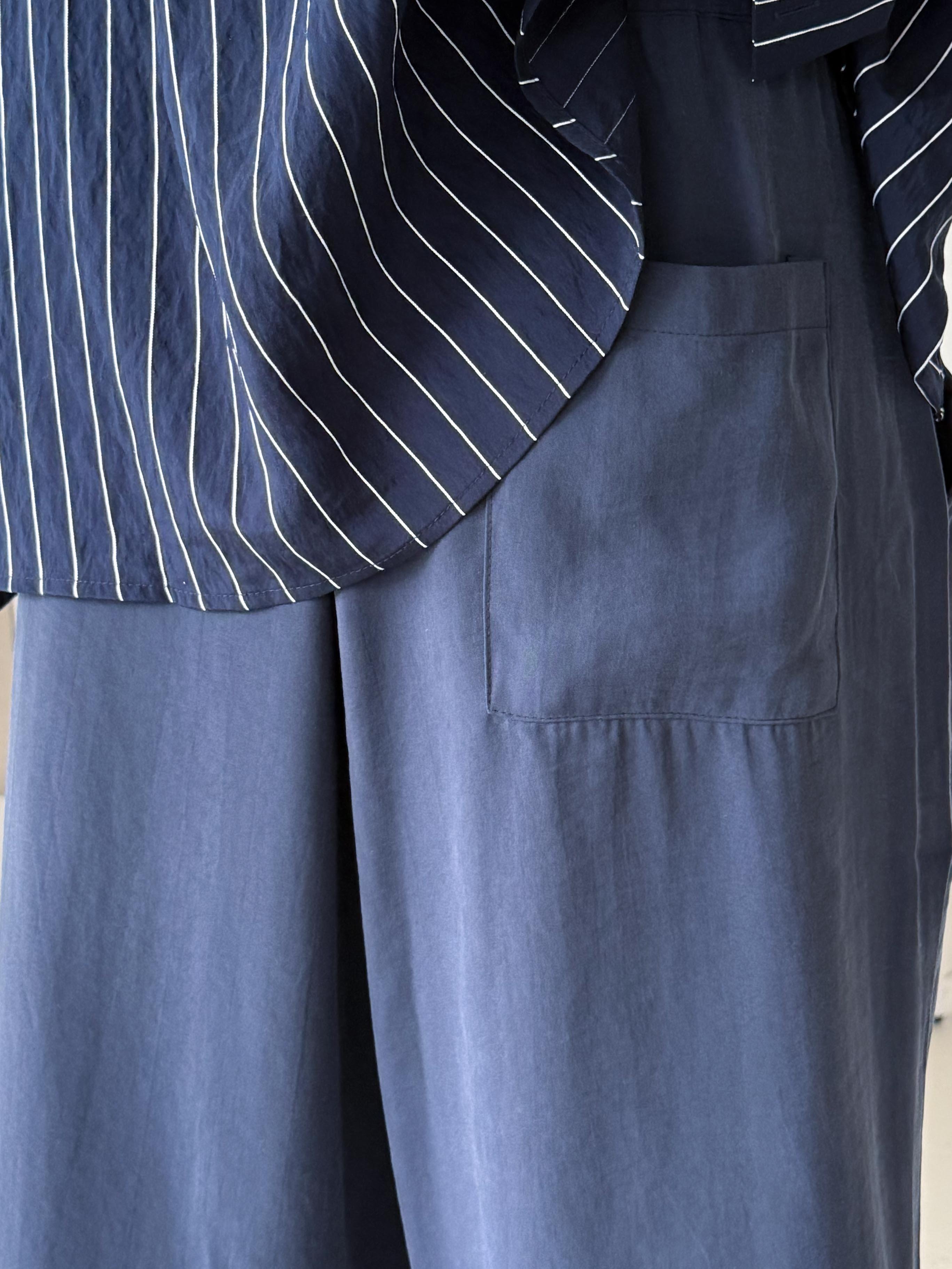 GabardinLacivert Modal Yarım Lastikli Baggy Pantalon 4066