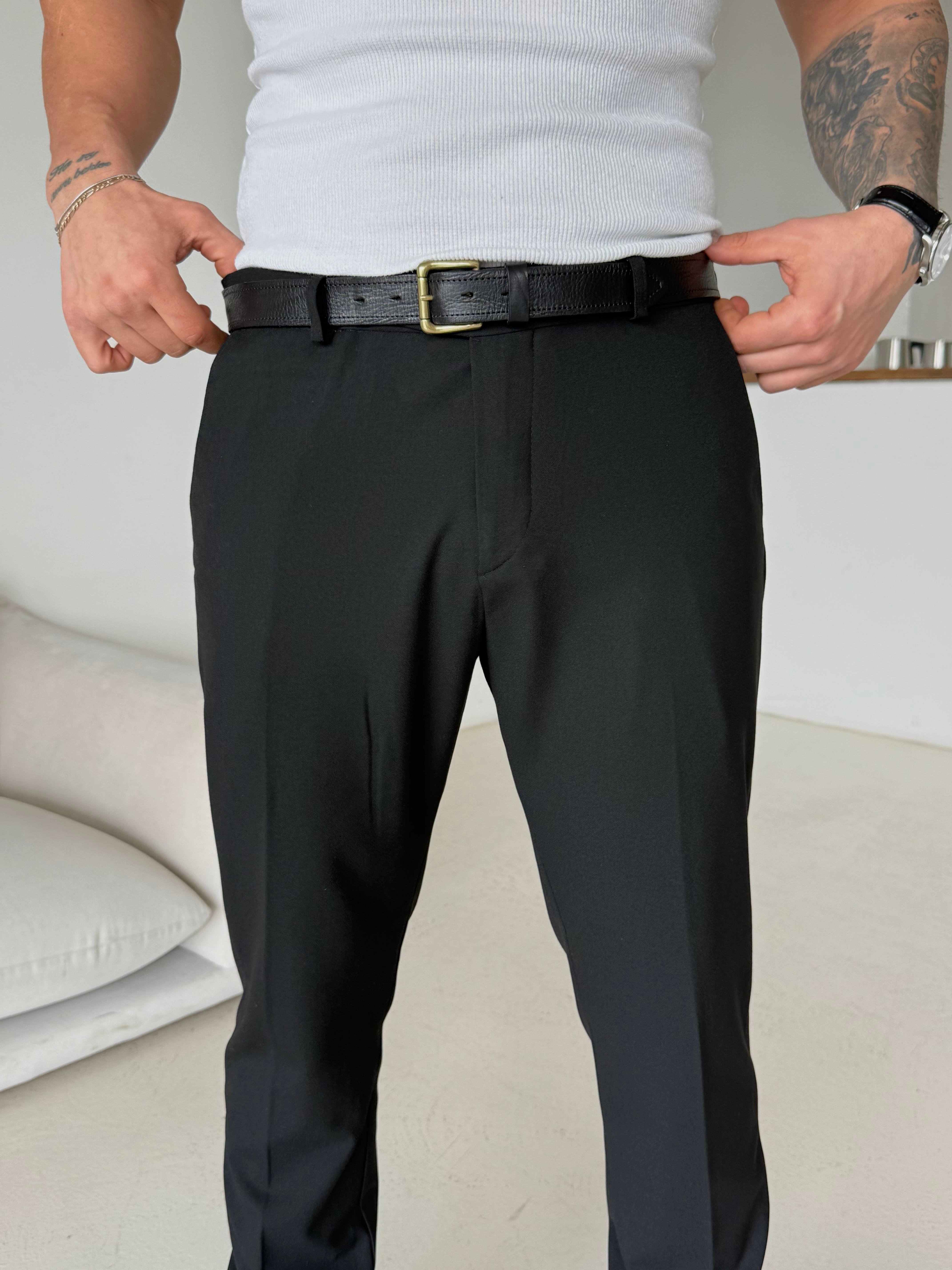 GabardinSiyah Dilli Slim Fit Kumaş Pantalon SC