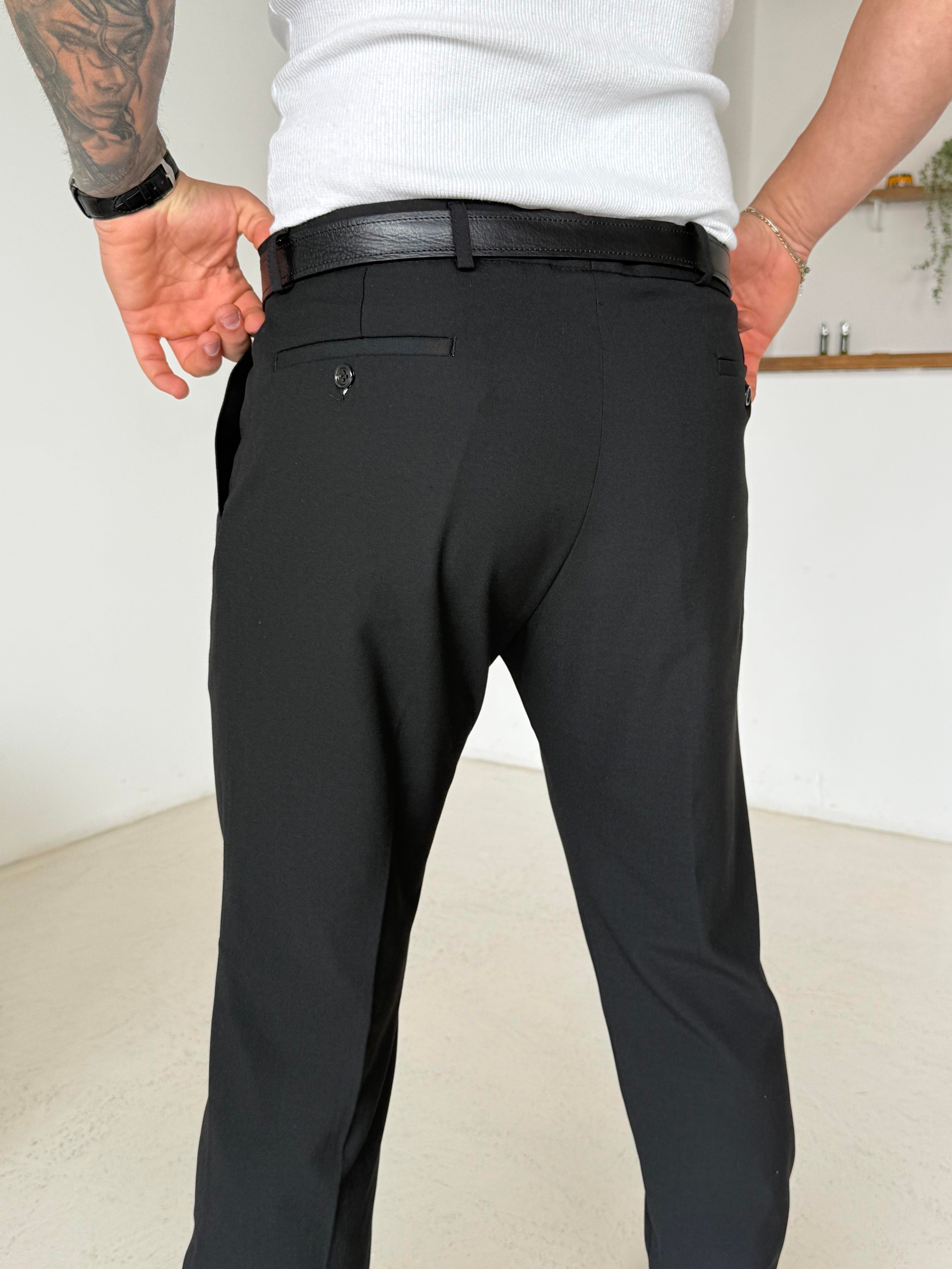 GabardinSiyah Dilli Slim Fit Kumaş Pantalon SC