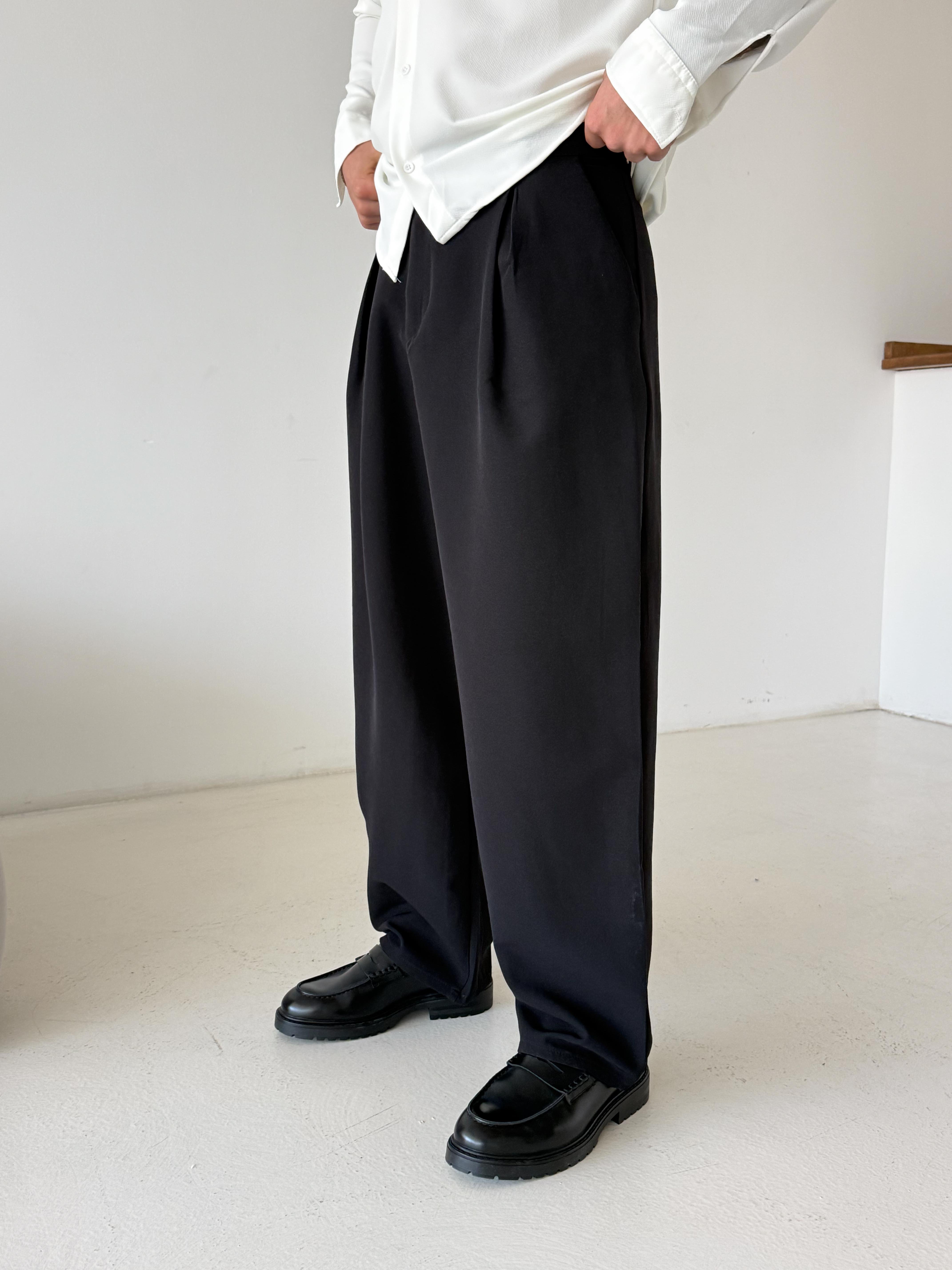 GabardinSiyah Double Palazzo Pantalon 4062 PNC