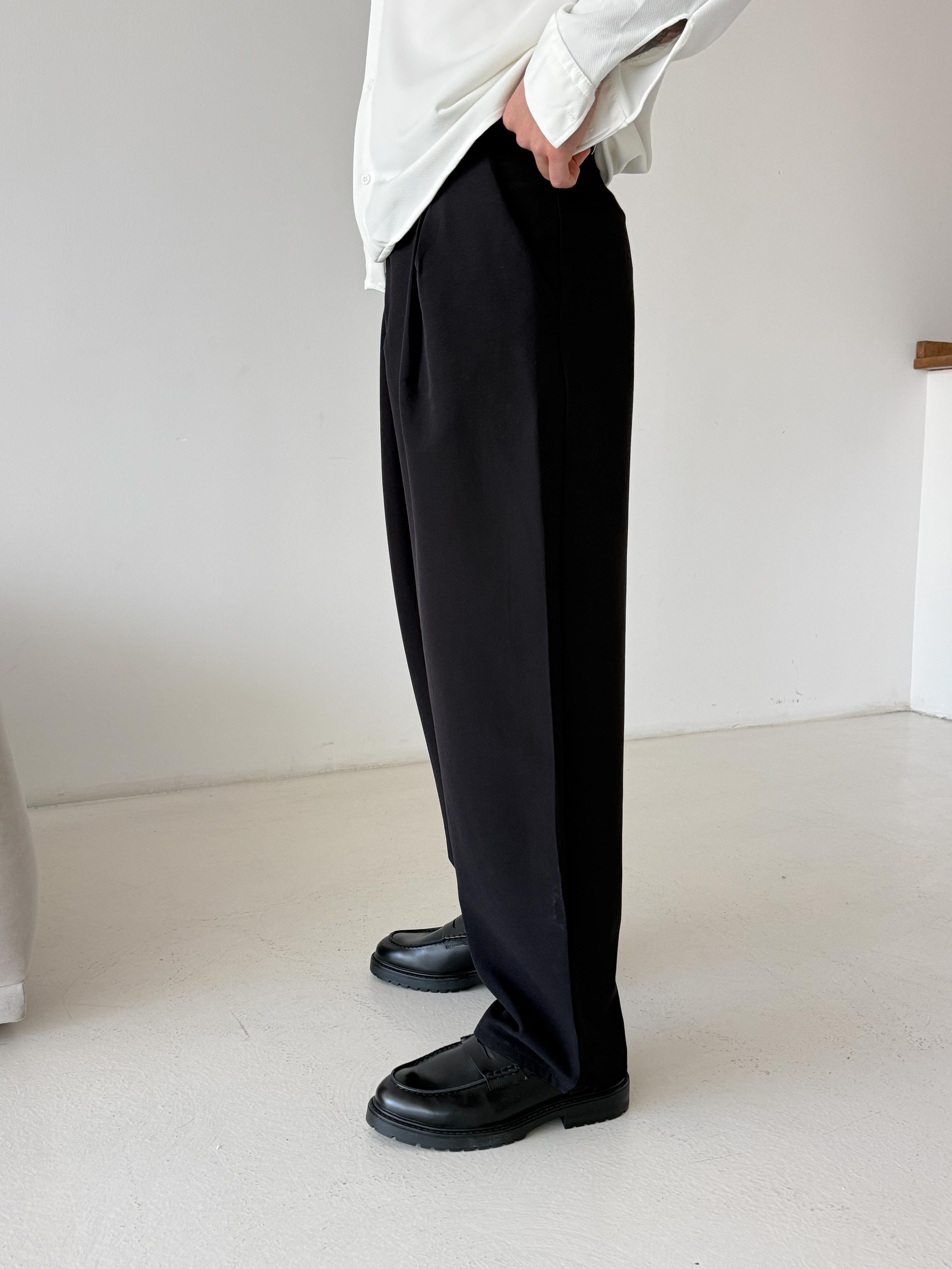 GabardinSiyah Double Palazzo Pantalon 4062 PNC