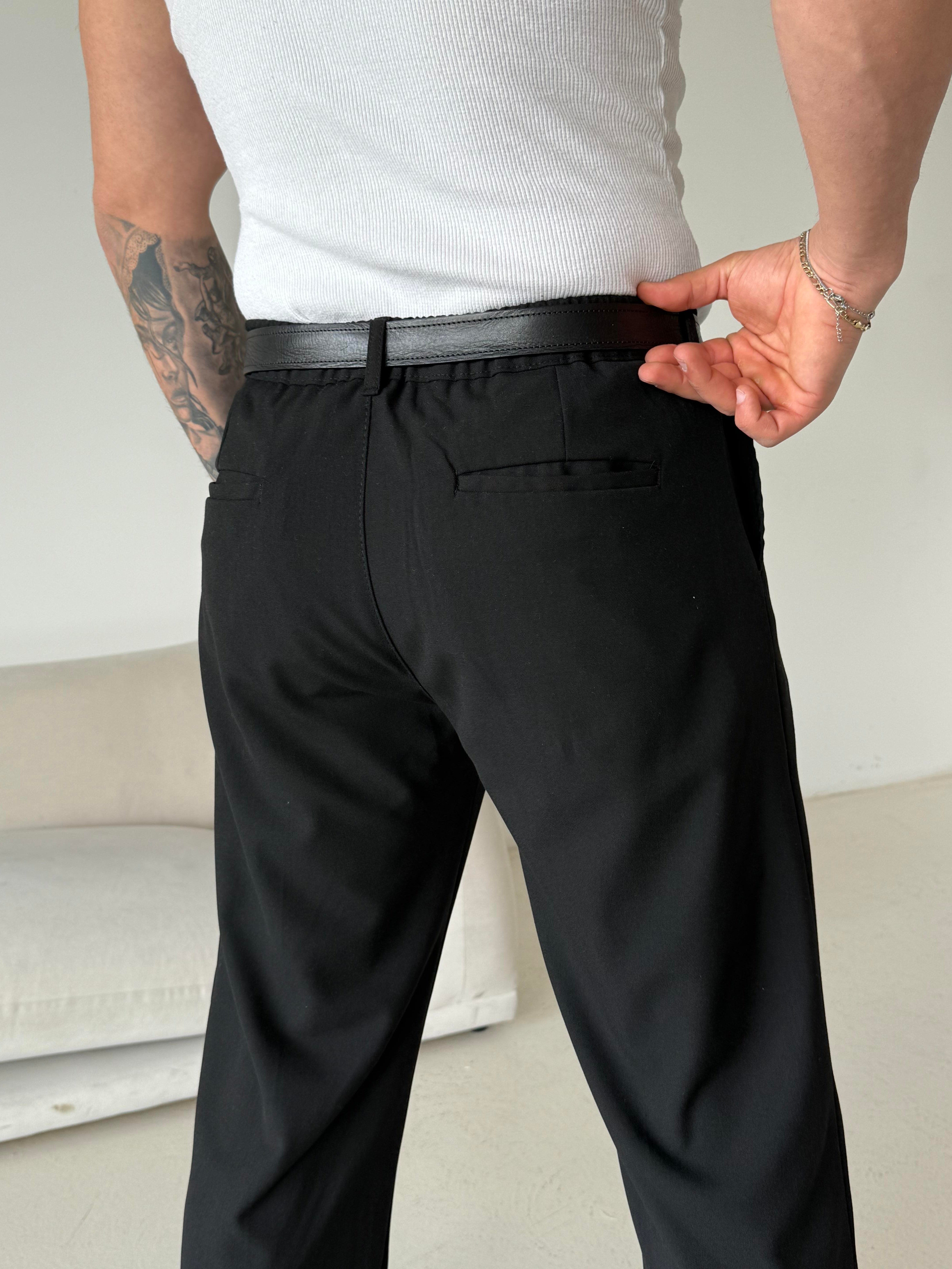GabardinSiyah Lastikli Baggy Kumaş Pantalon SC