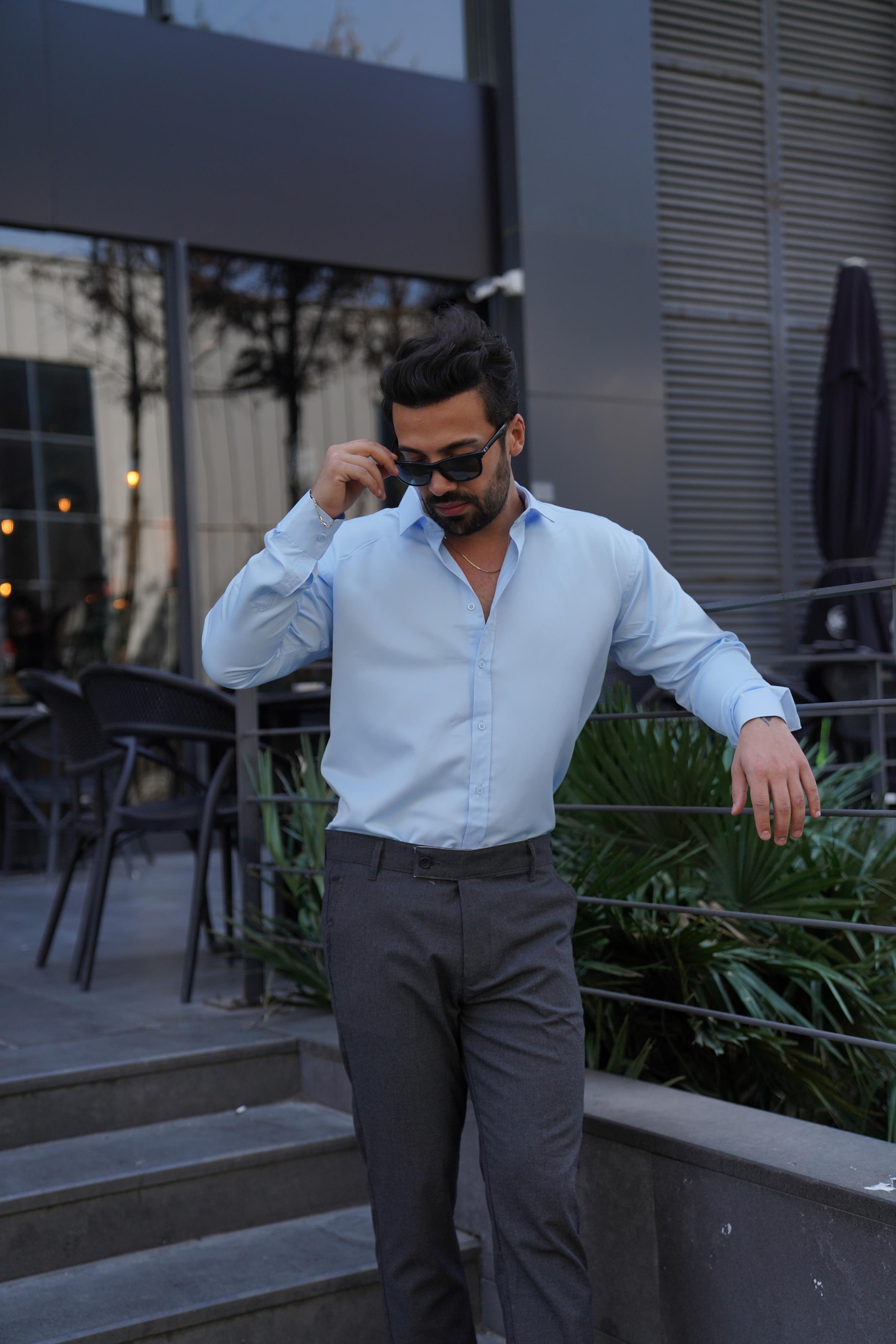 GÖMLEKBebemavi Slim Fit Klasik Düz Gömlek 