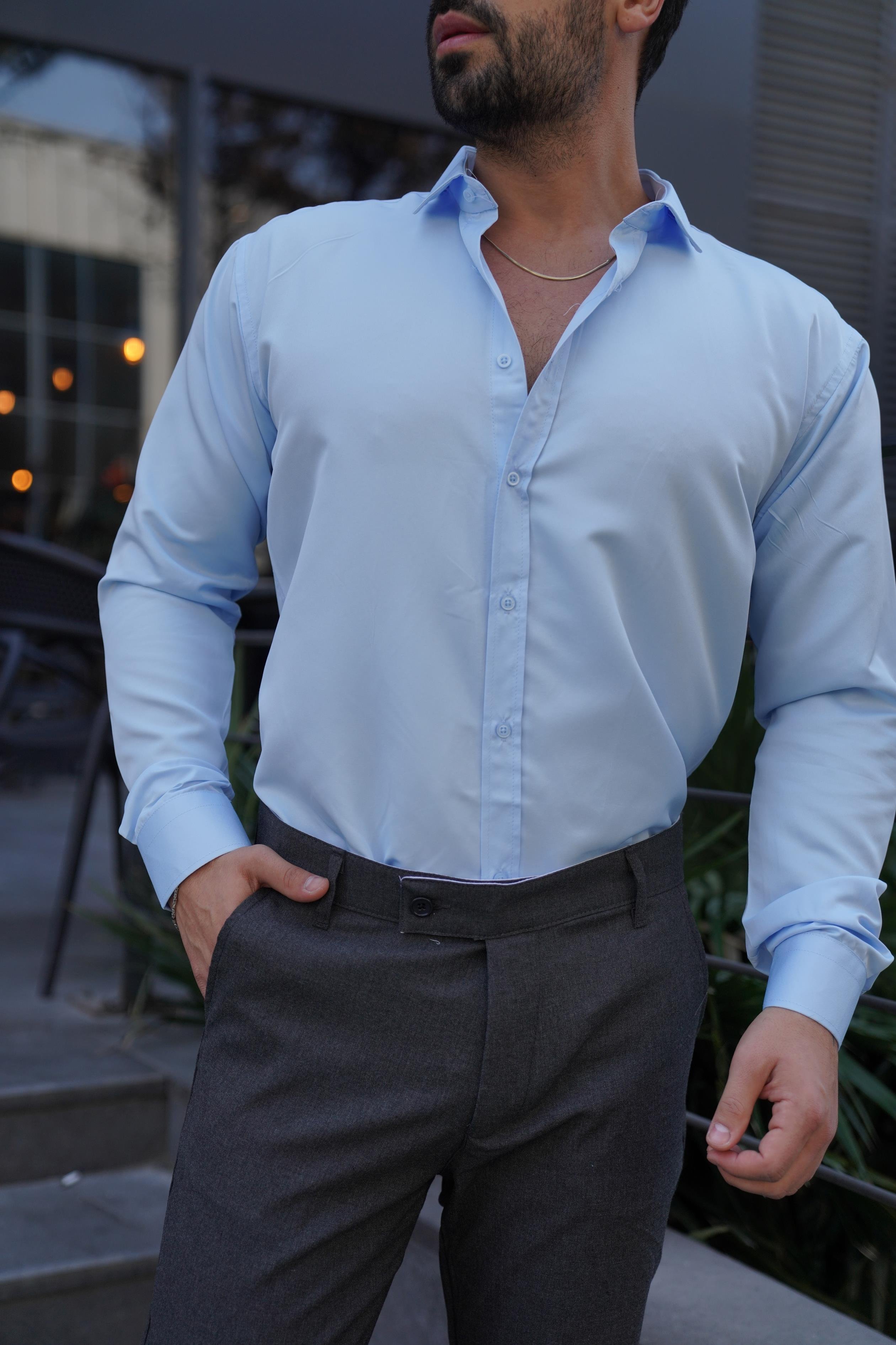 GÖMLEKBebemavi Slim Fit Klasik Düz Gömlek 