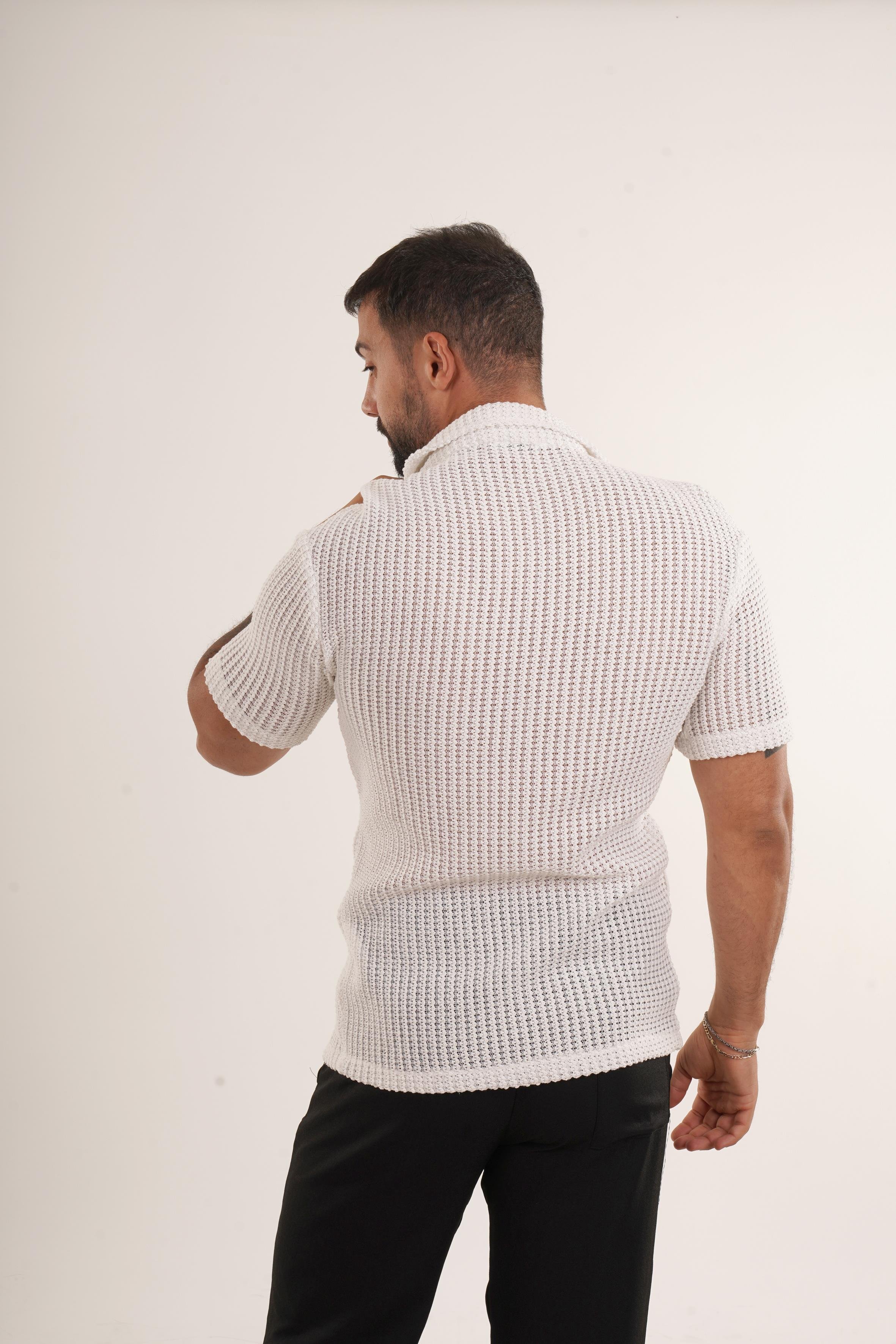 GÖMLEKBeyaz Hasır Tek Cep Gömlek VMS 40745