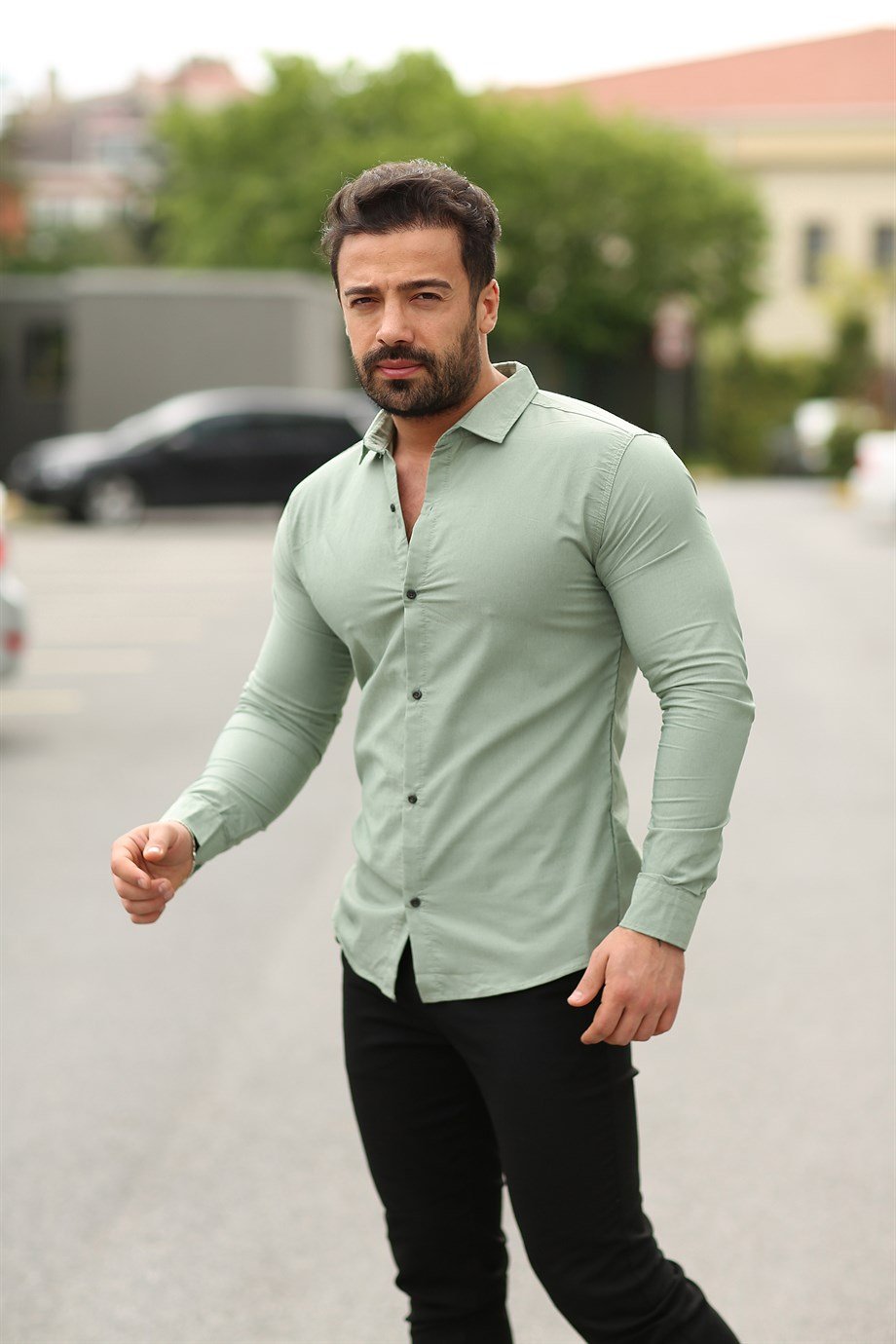 GÖMLEKErkek Su Yeşili Klasik Gömlek TMB