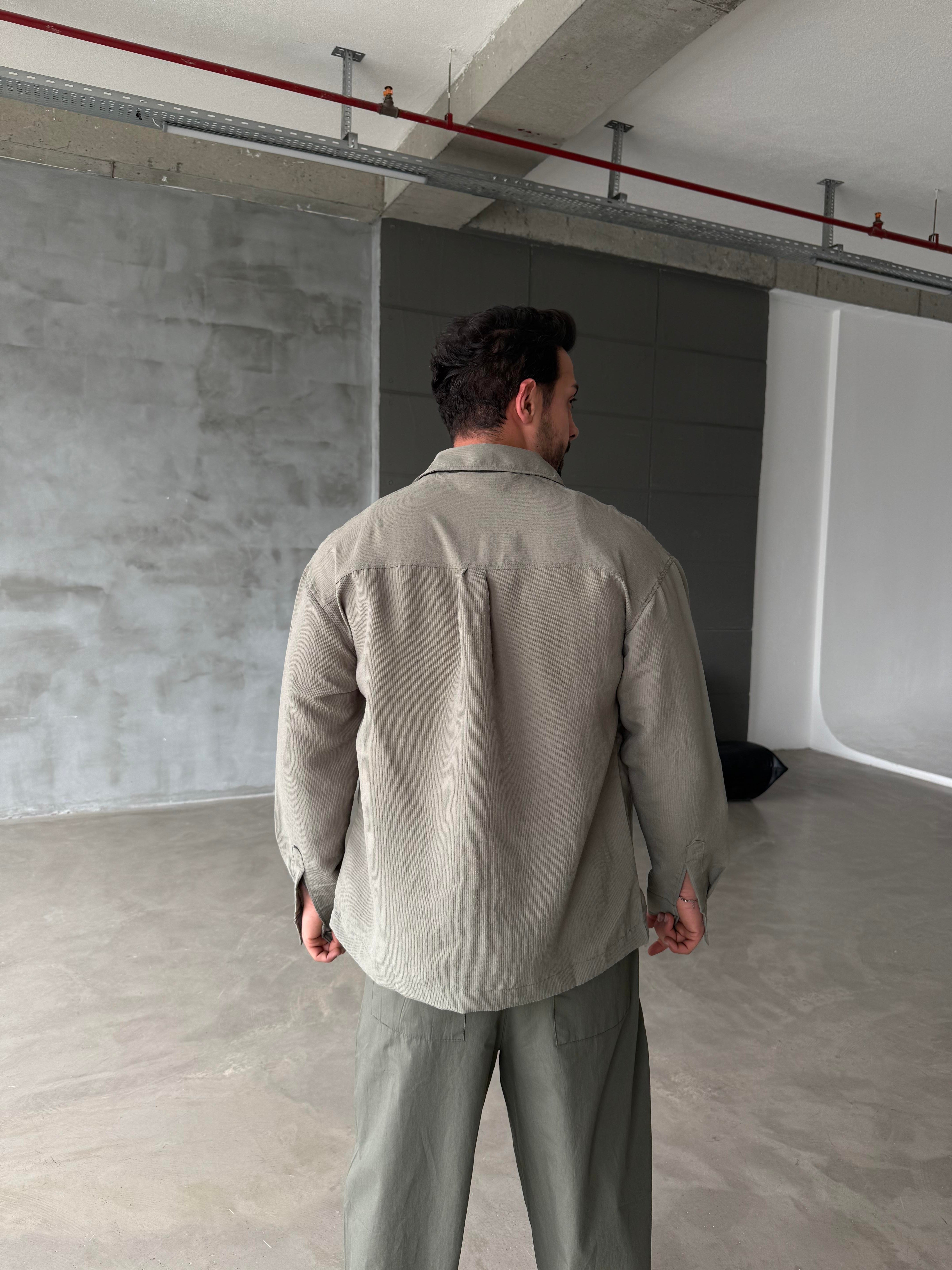 GÖMLEKHaki Dikişli Modal Yumuşak Doku Gömlek 1347 SNZ