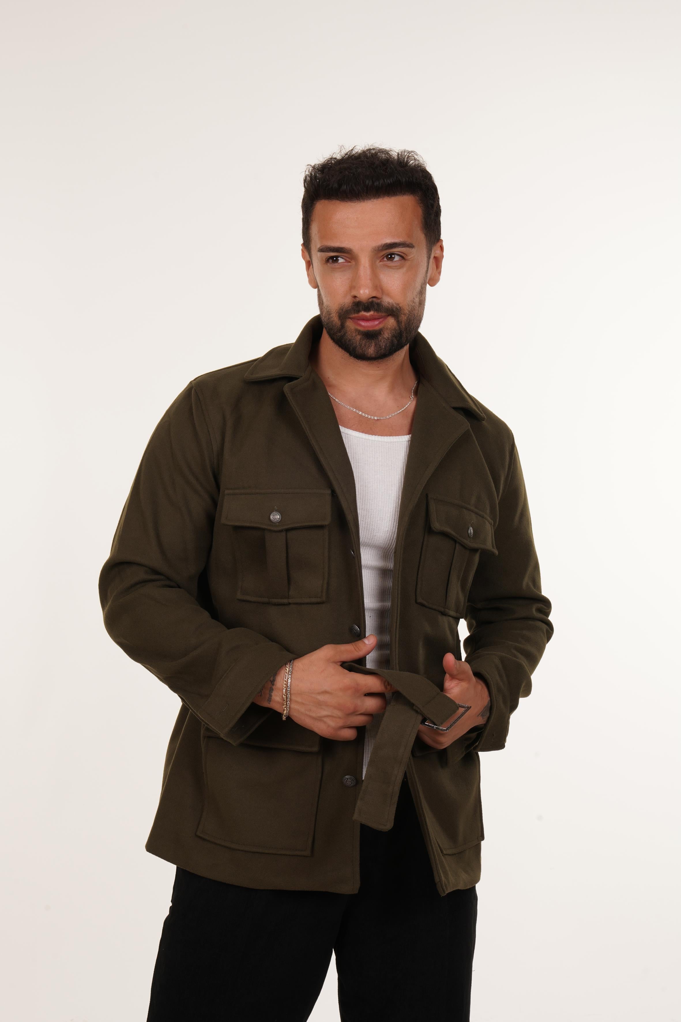 KAŞE KABANHaki Kemerli Kaşe Mont 5030