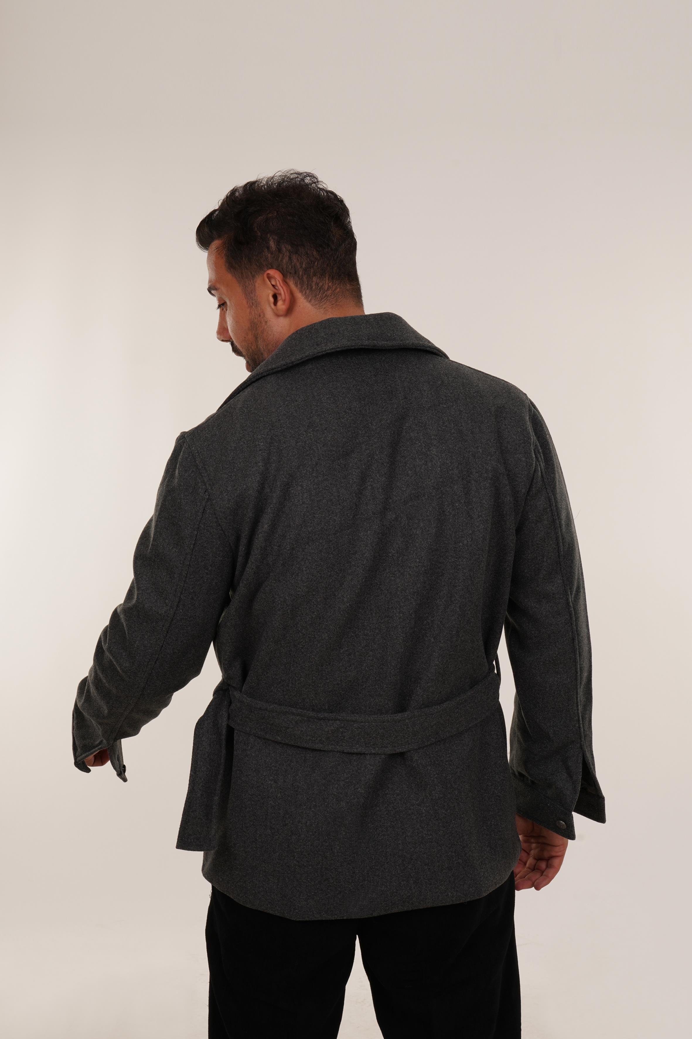 KaşeGri Kemerli Kaşe Mont 5030