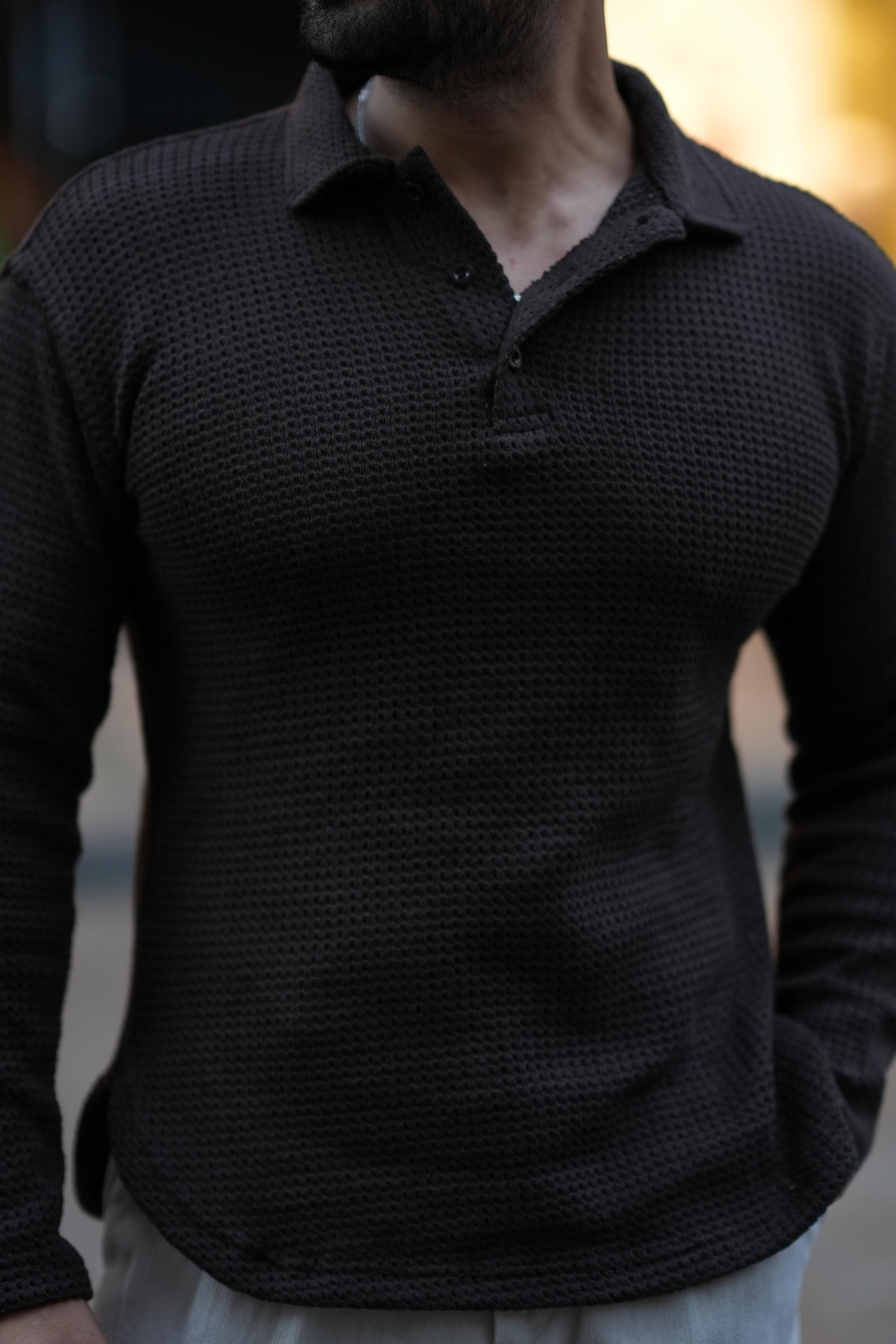 KAZAKKahve Polo Yaka Patlı Triko SNZ M8414