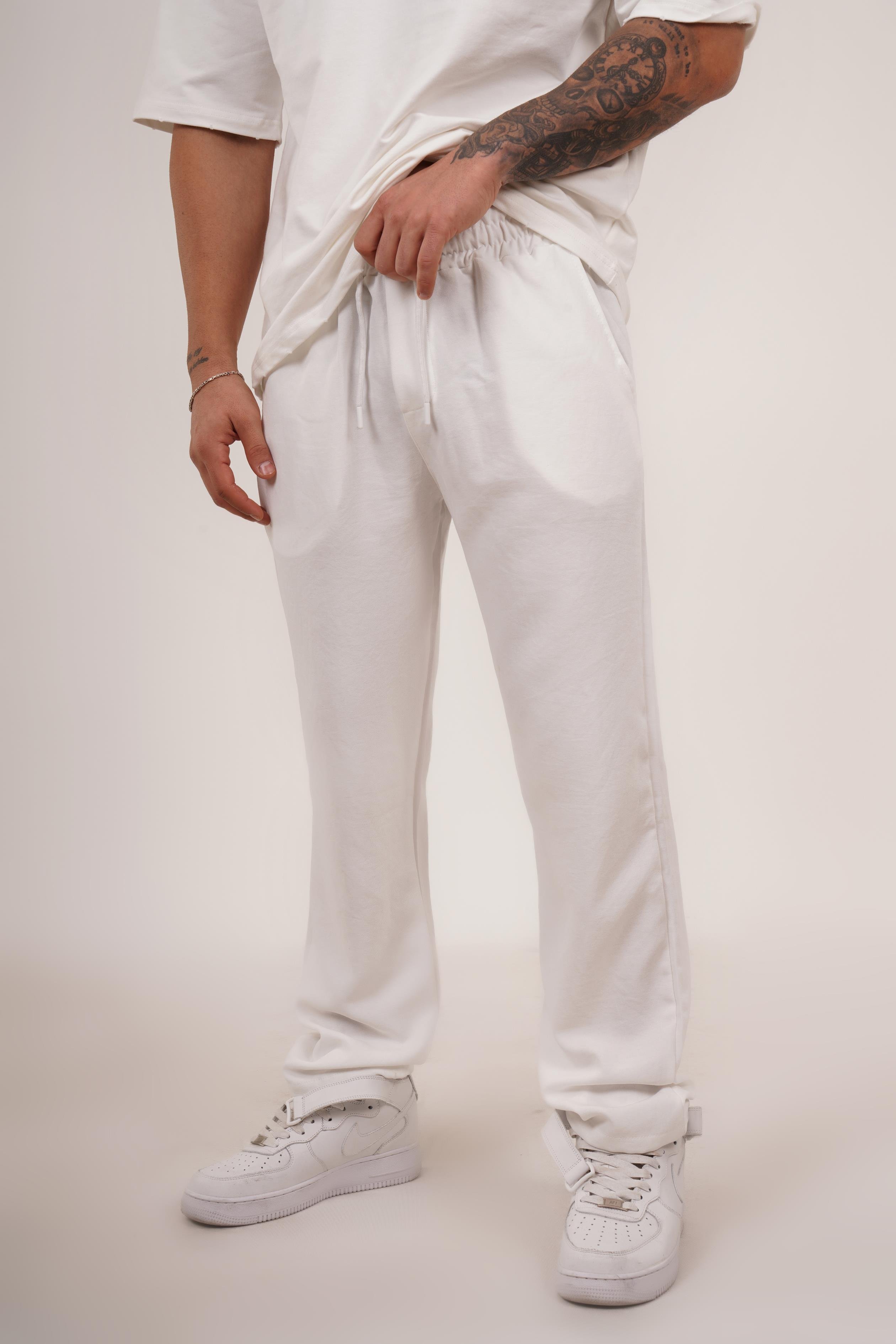 KETEN PANTOLONBeyaz Bol Bağcıklı Keten Pantalon TK 1019