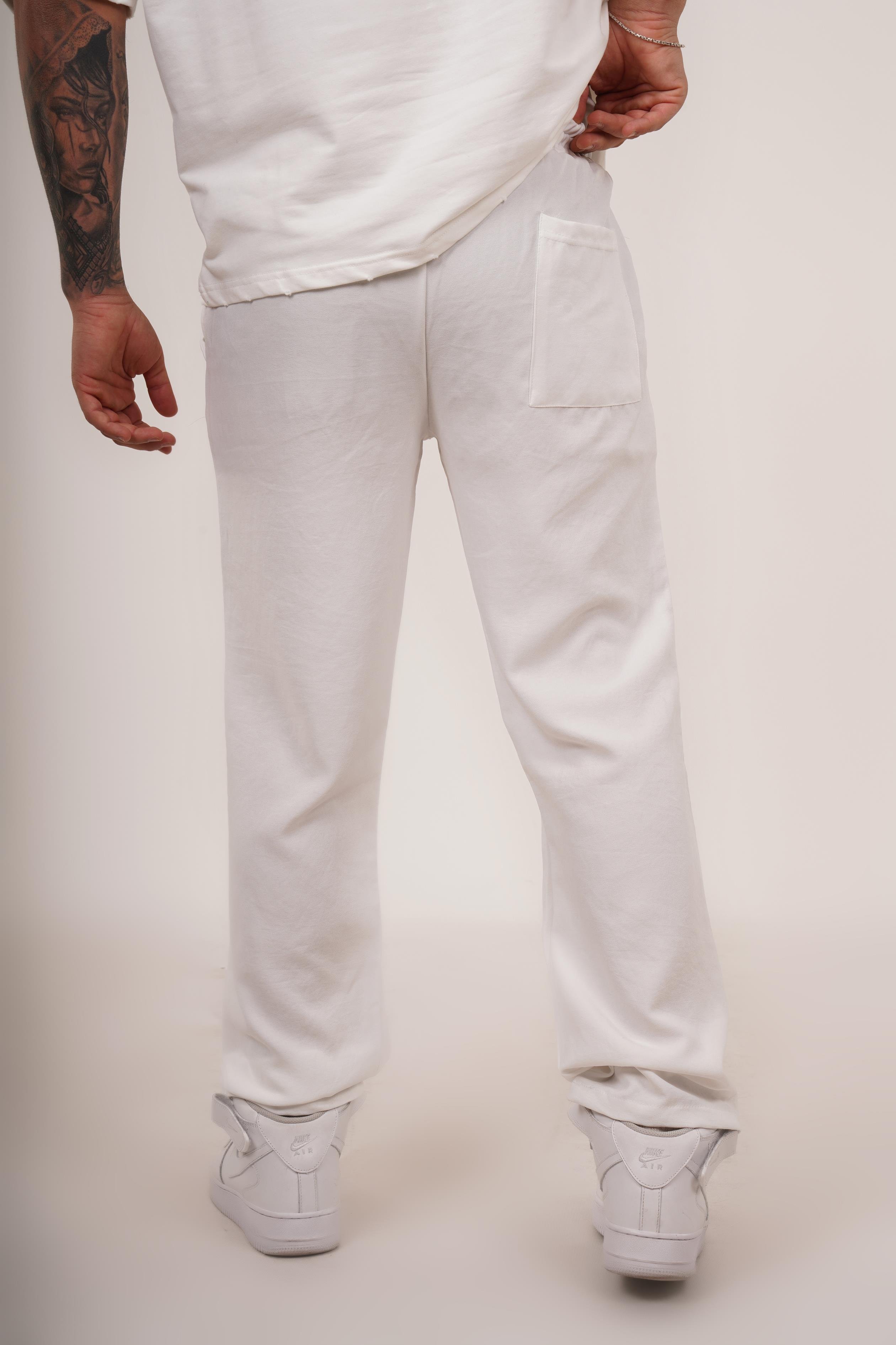 KETEN PANTOLONBeyaz Bol Bağcıklı Keten Pantalon TK 1019
