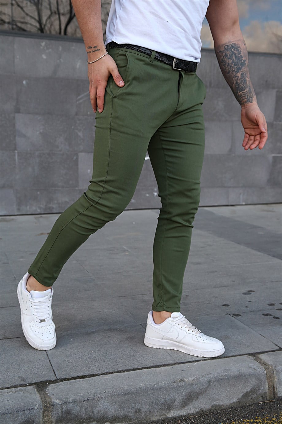 KETEN PANTOLONErkek Haki Keten Pantolon ZM